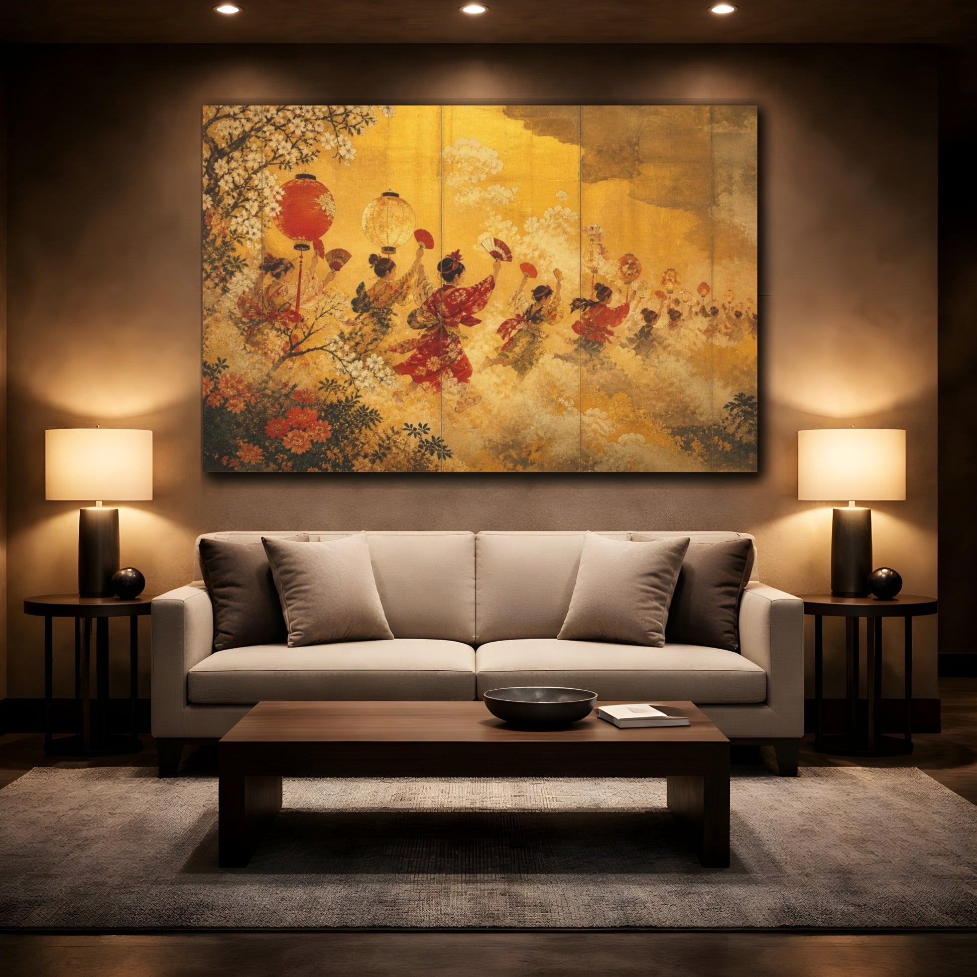 Mockup 2. Lantern Festival Dance shown as canvas print