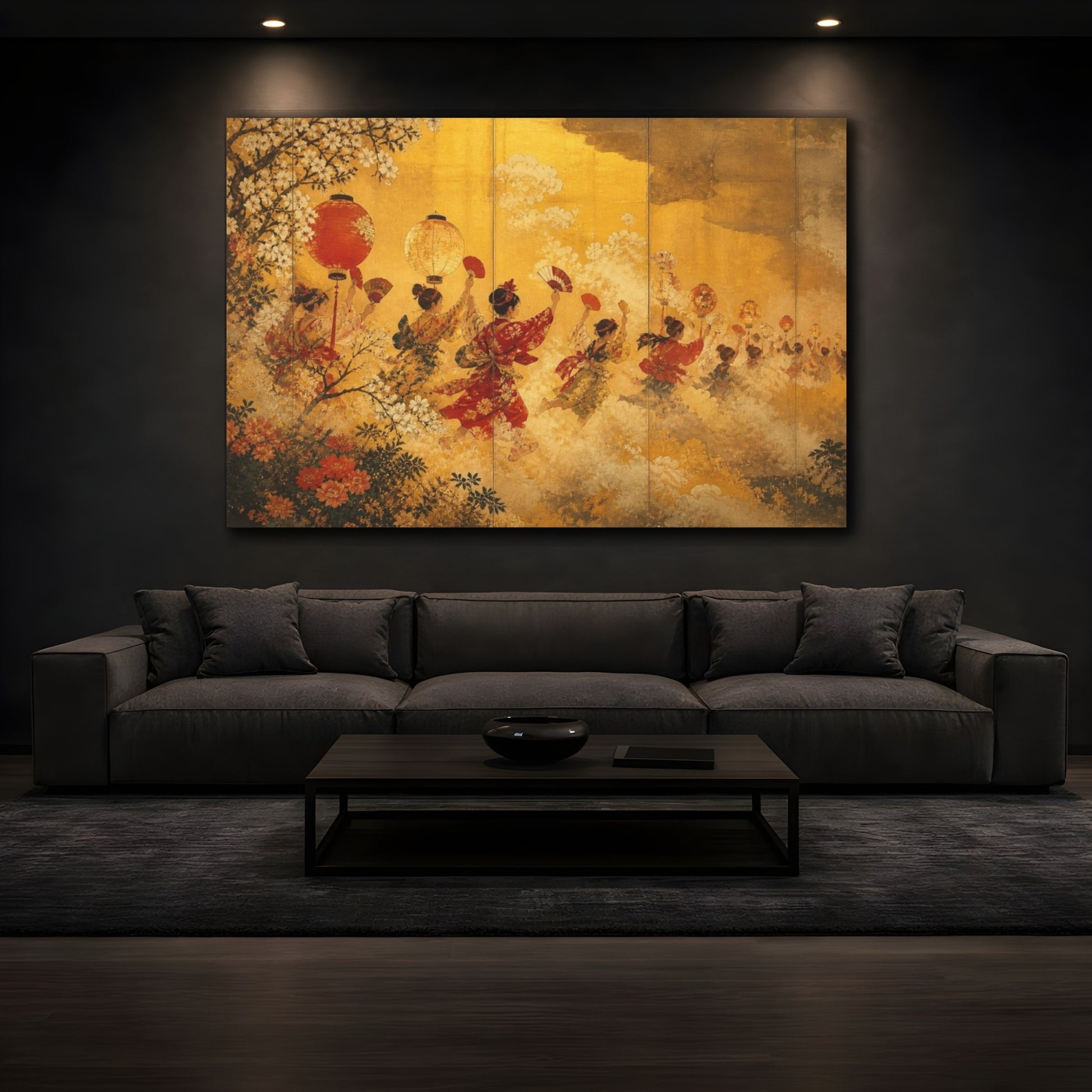 Mockup 3. Lantern Festival Dance shown as canvas print