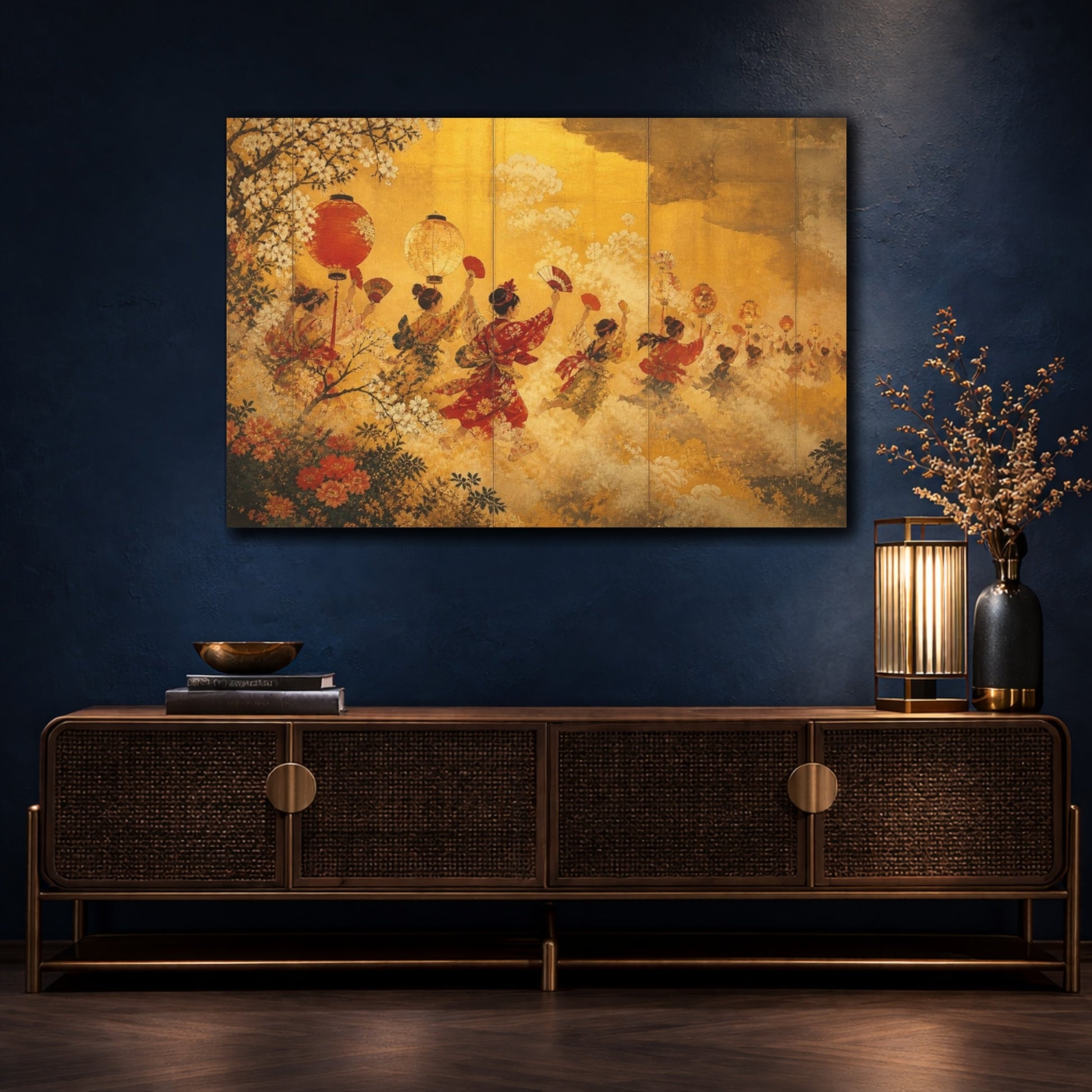 Mockup 4. Lantern Festival Dance shown as canvas print