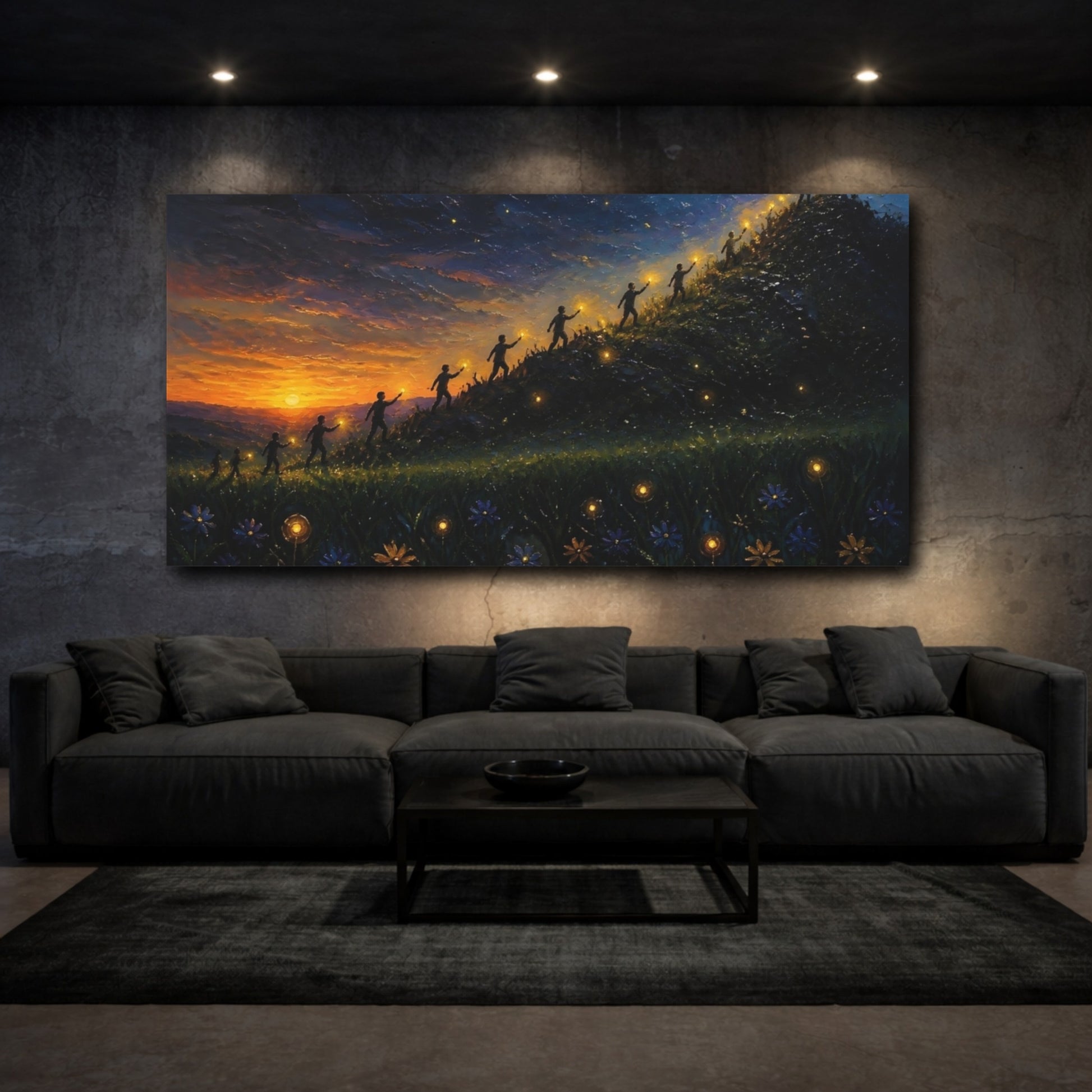 Mockup 3. Lantern Walkers At Sunset shown as canvas print