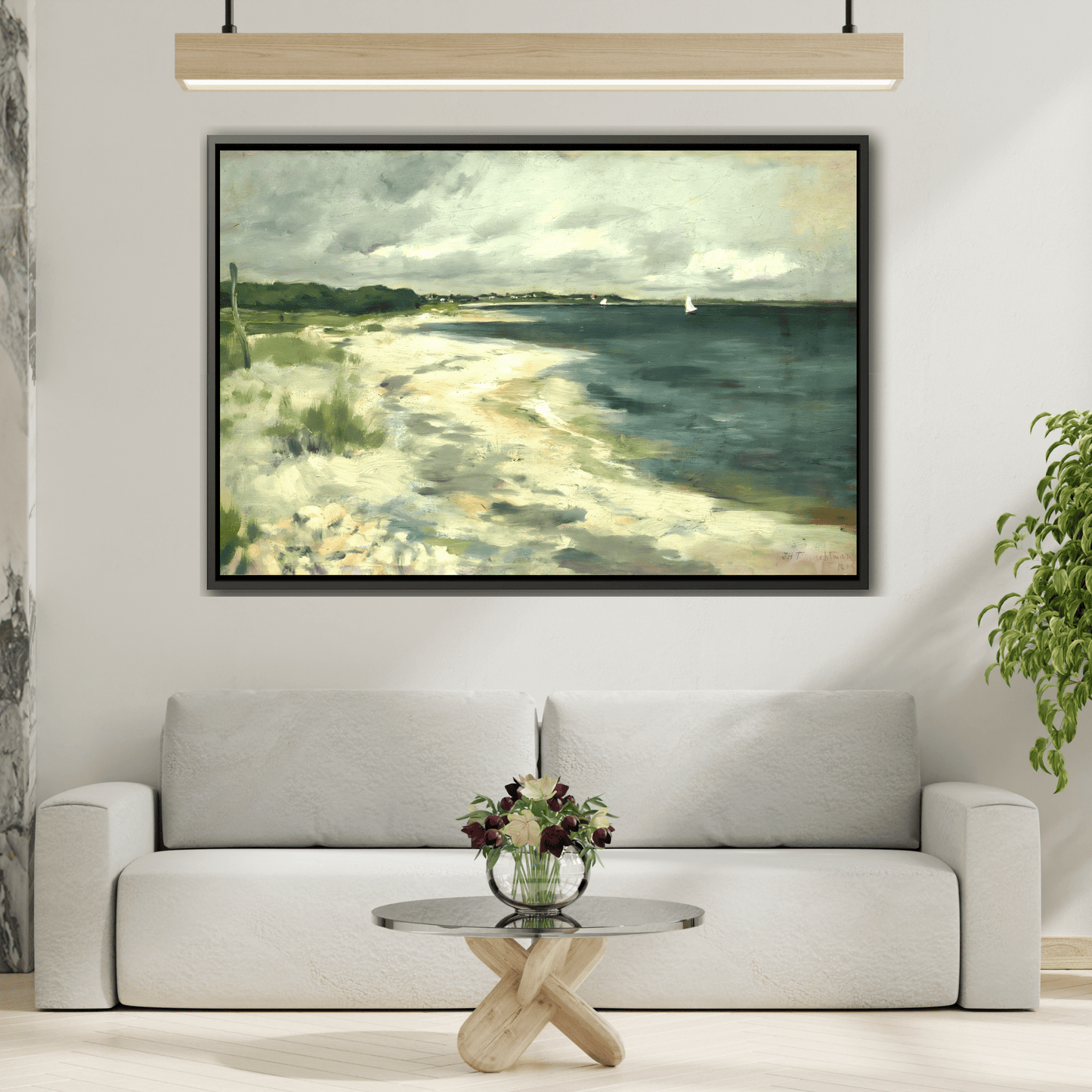 Large Beach Sea Abstract Canvas Wall Art Framed Prints - YesArtYes