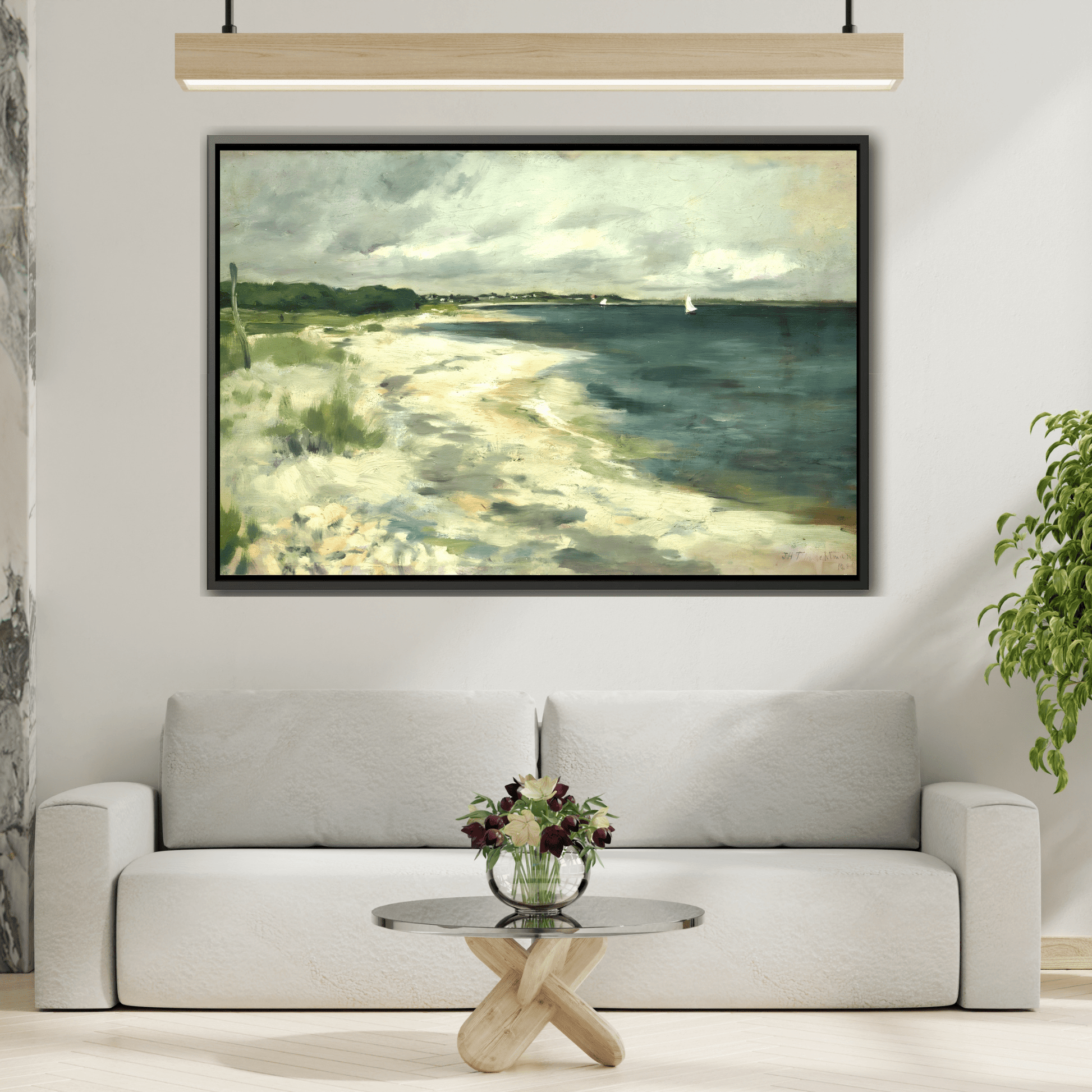 Large Beach Sea Abstract Canvas Wall Art Framed Prints - YesArtYes