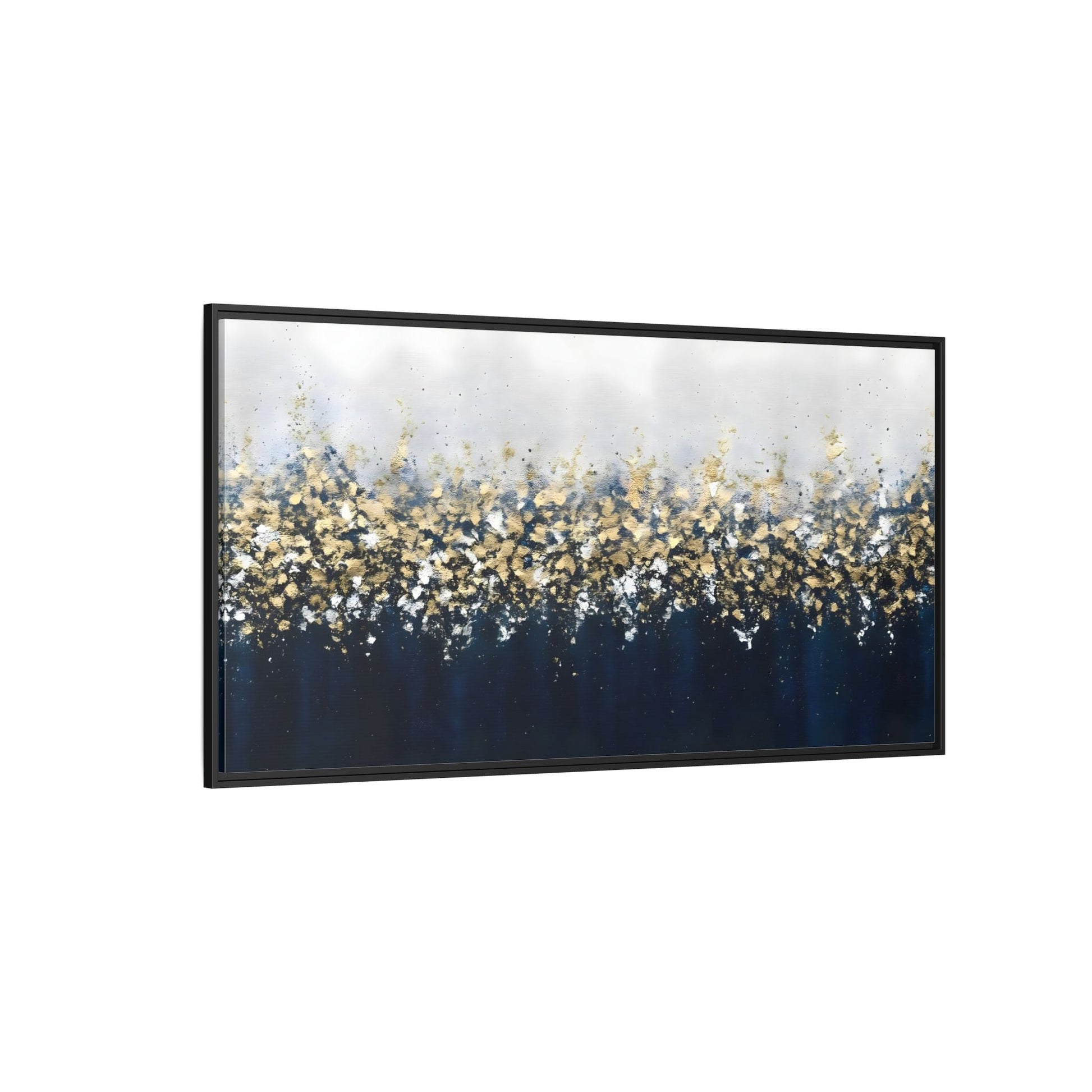 Large Elegant Abstract Navy Blue and Gold Leaf Canvas Print - YesArtYes