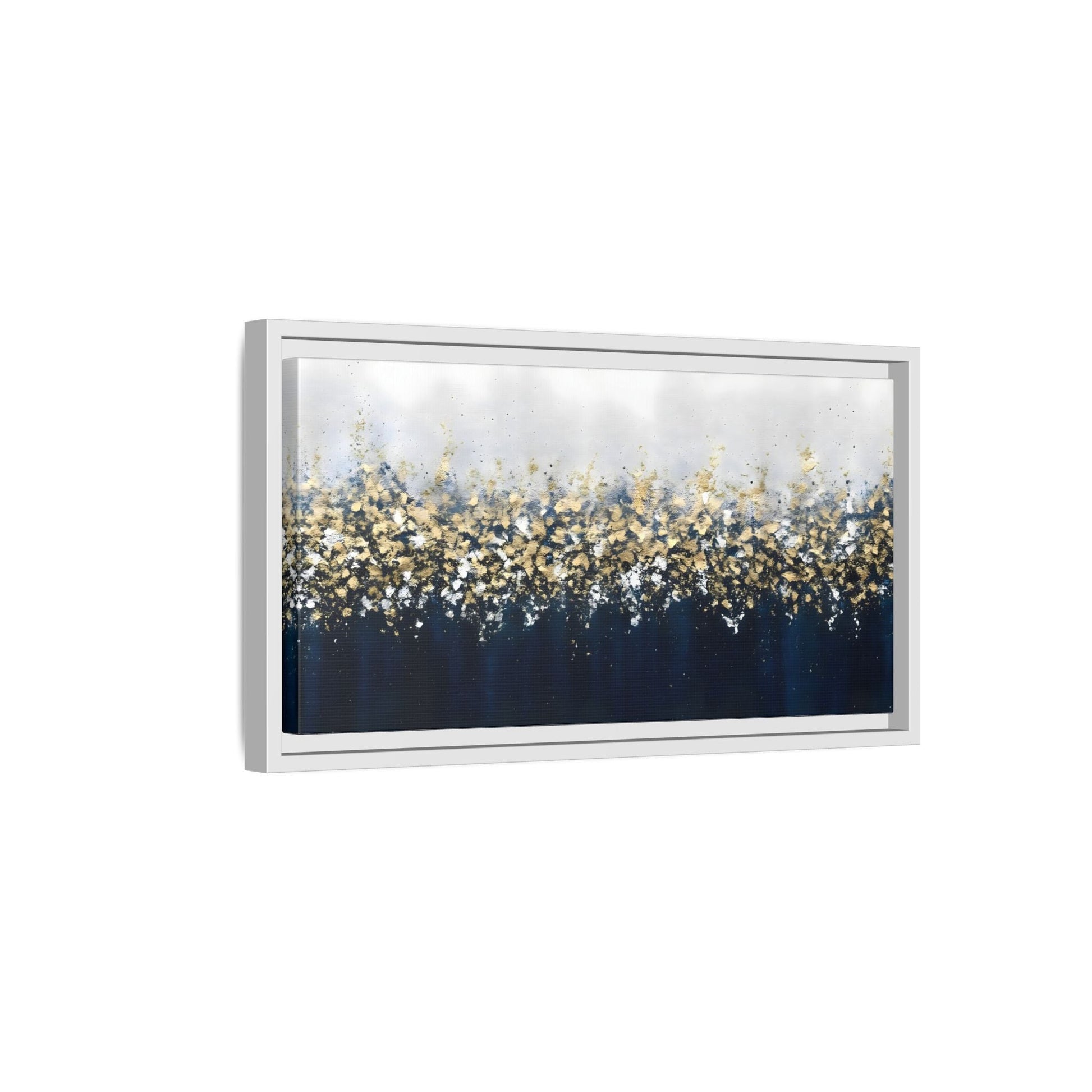 Large Elegant Abstract Navy Blue and Gold Leaf Canvas Print - YesArtYes
