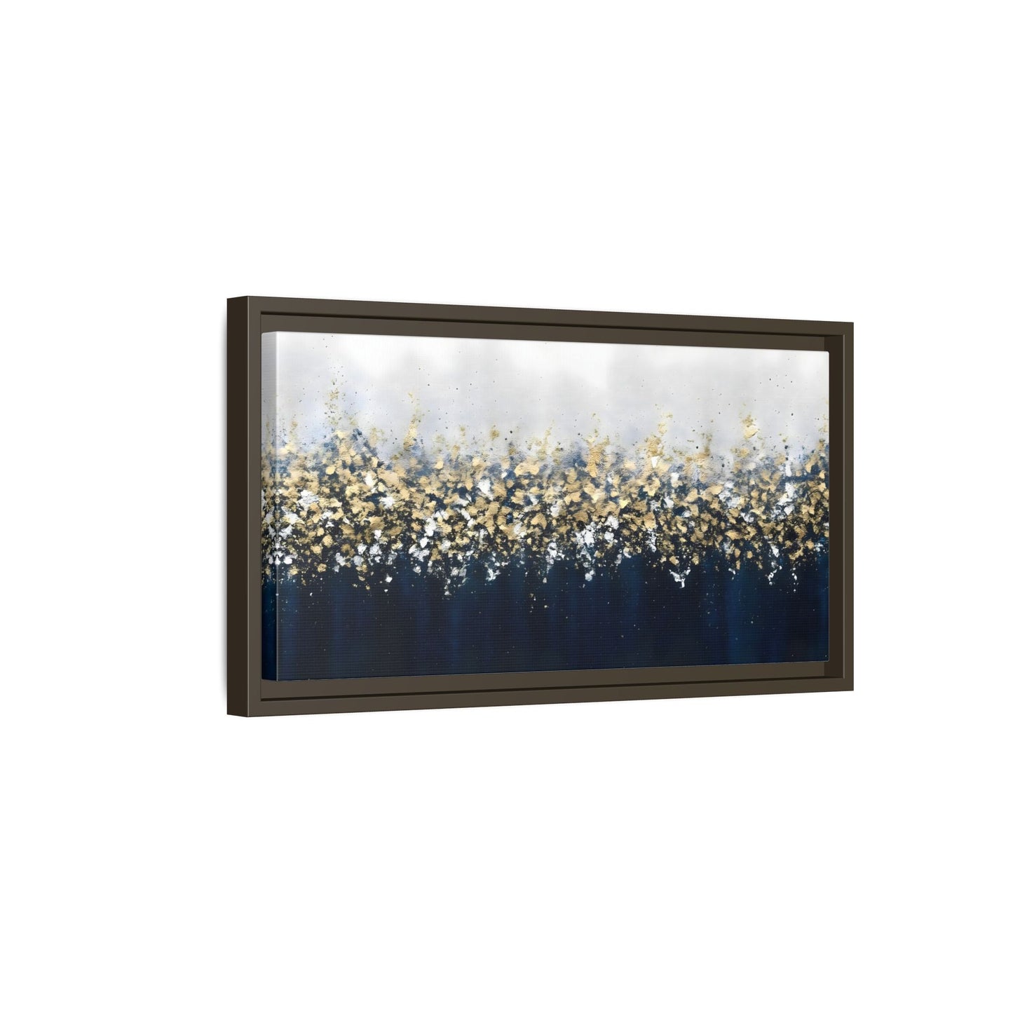 Large Elegant Abstract Navy Blue and Gold Leaf Canvas Print - YesArtYes