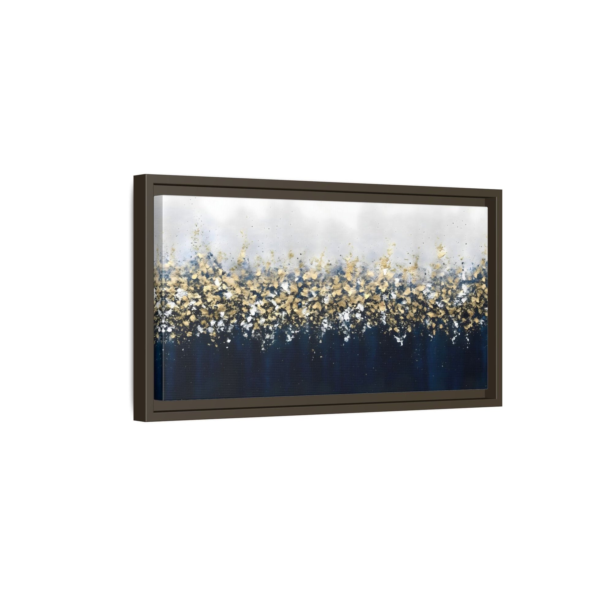 Large Elegant Abstract Navy Blue and Gold Leaf Canvas Print - YesArtYes