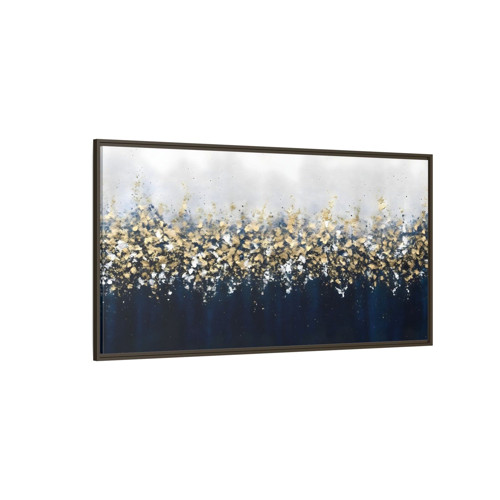 Large Elegant Abstract Navy Blue and Gold Leaf Canvas Print - YesArtYes