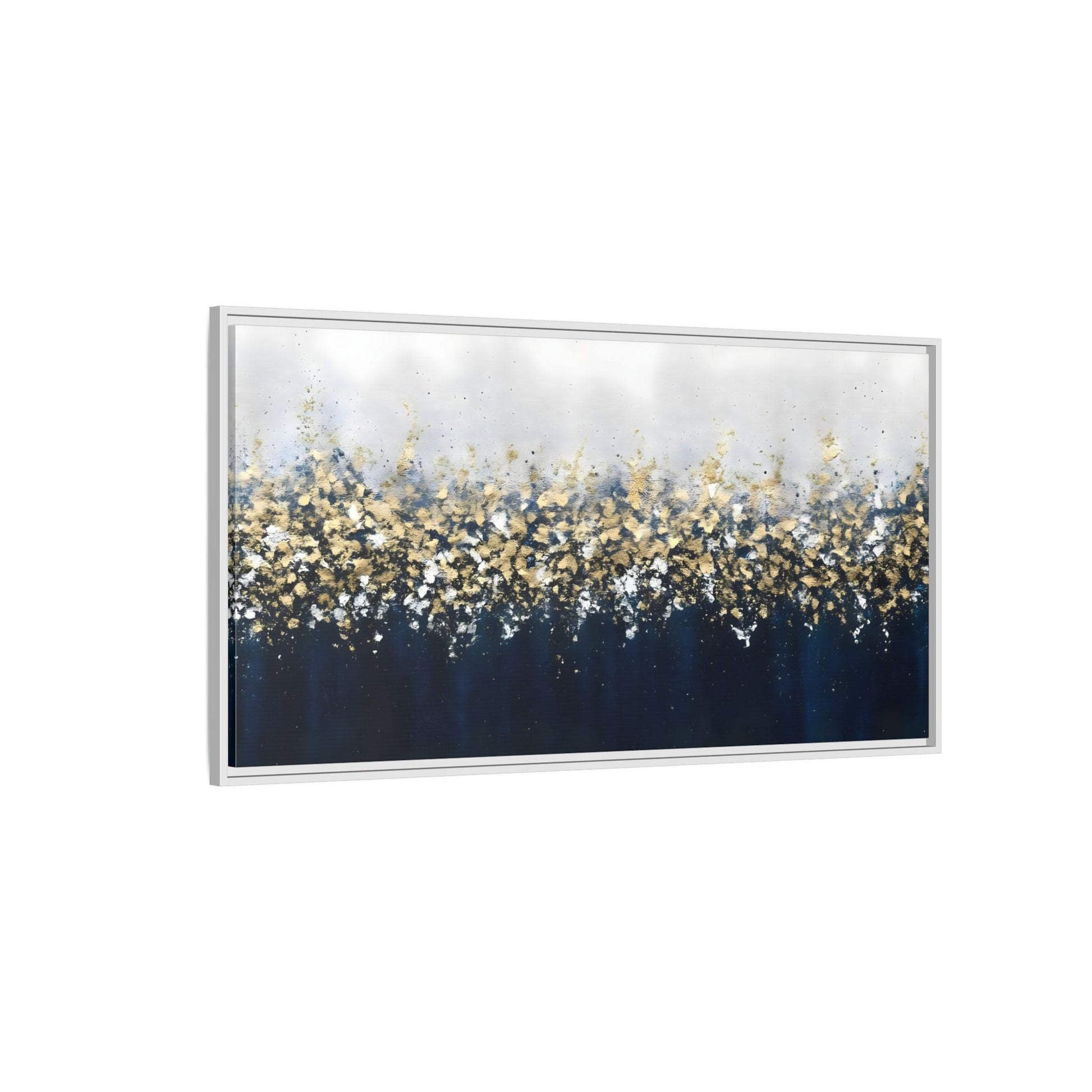 Large Elegant Abstract Navy Blue and Gold Leaf Canvas Print - YesArtYes