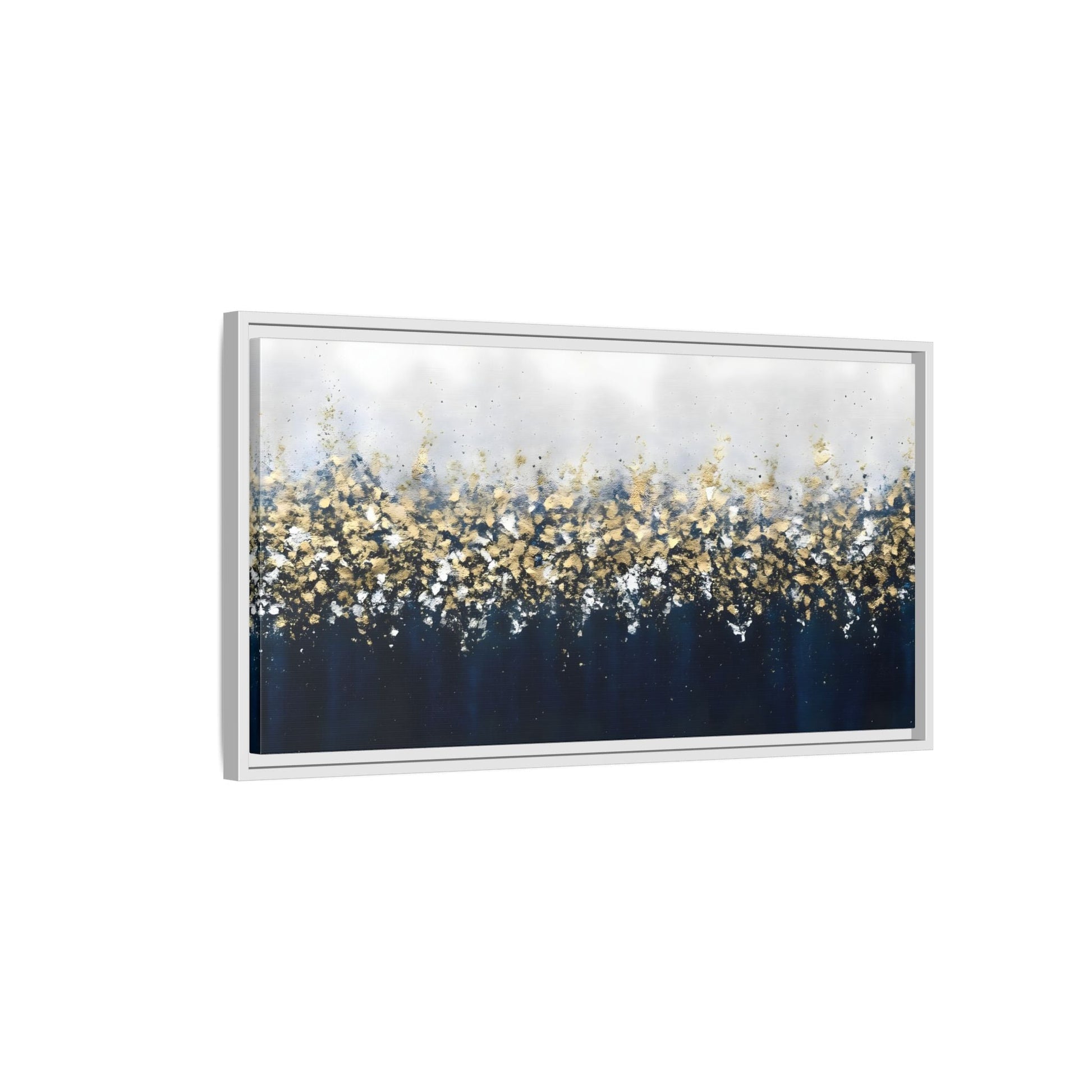 Large Elegant Abstract Navy Blue and Gold Leaf Canvas Print - YesArtYes
