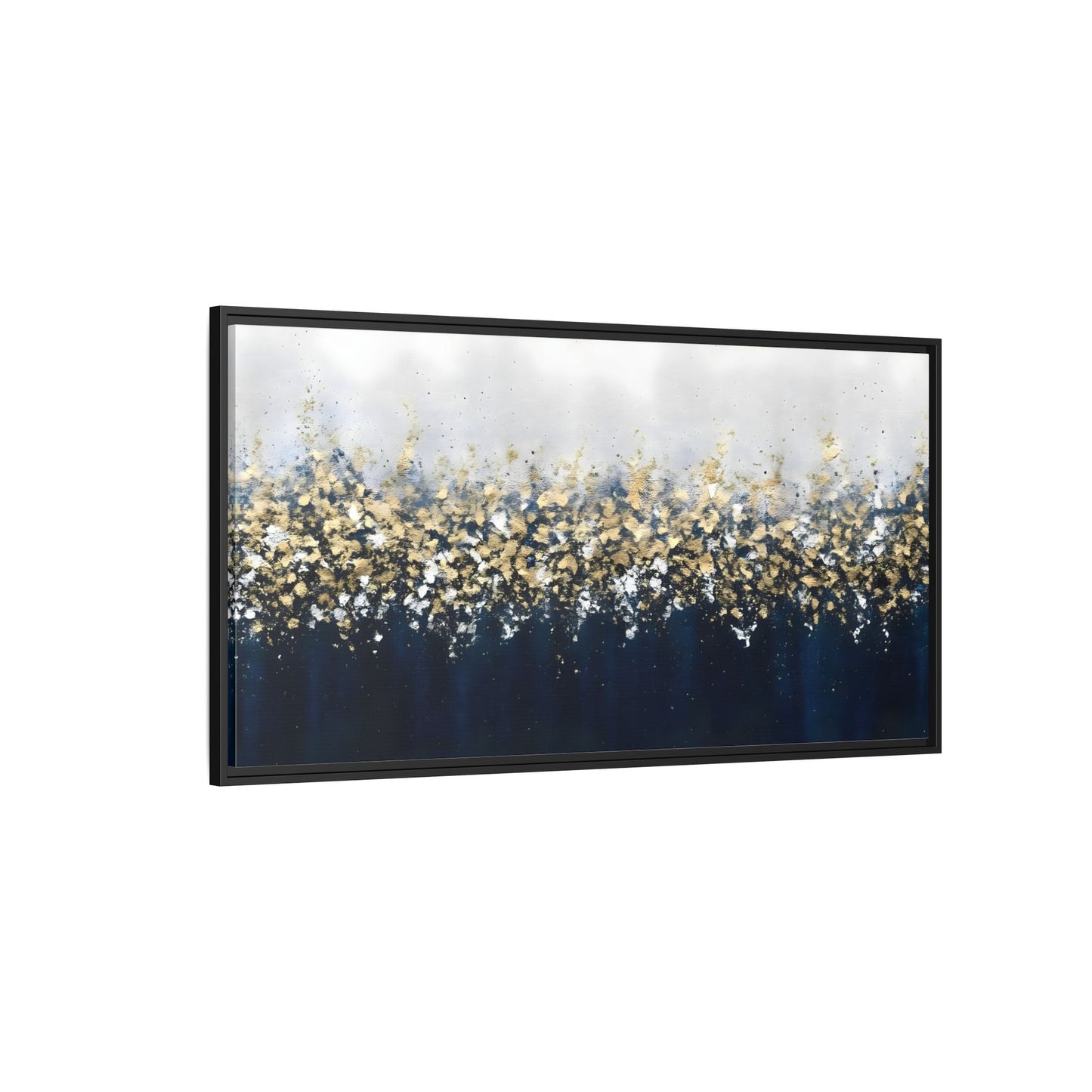 Large Elegant Abstract Navy Blue and Gold Leaf Canvas Print - YesArtYes