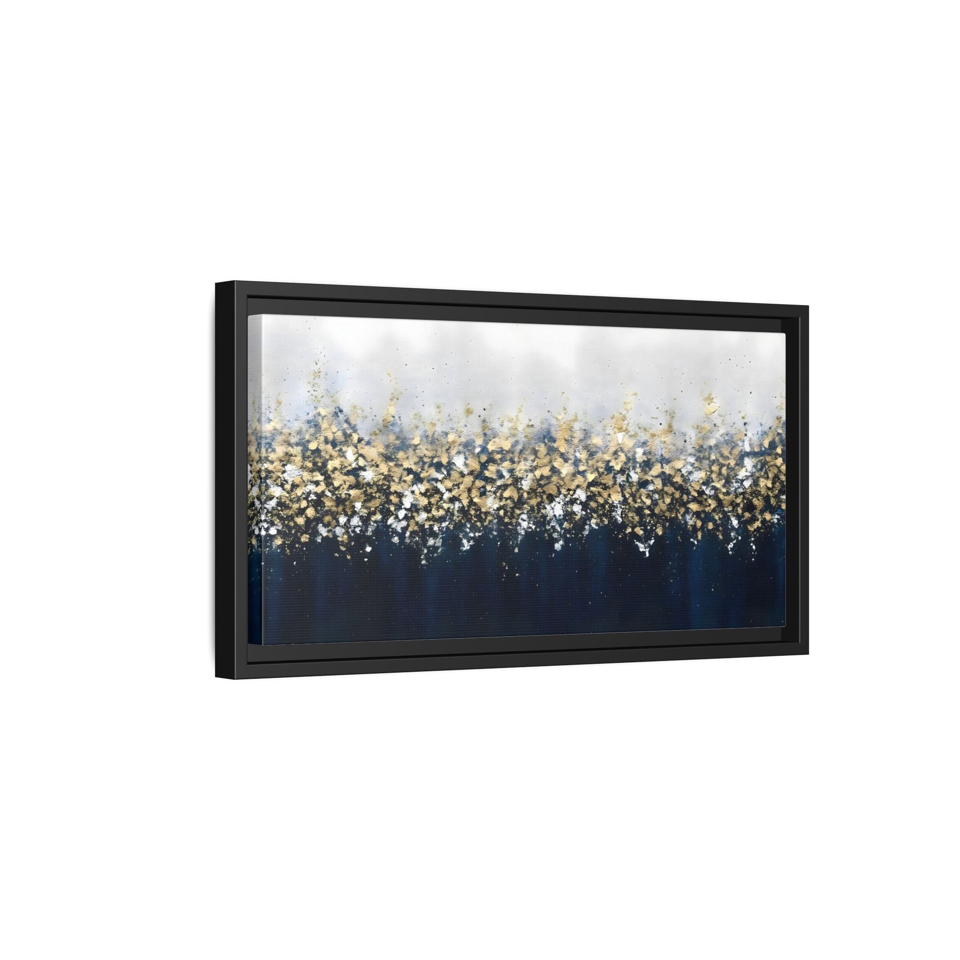Large Elegant Abstract Navy Blue and Gold Leaf Canvas Print - YesArtYes
