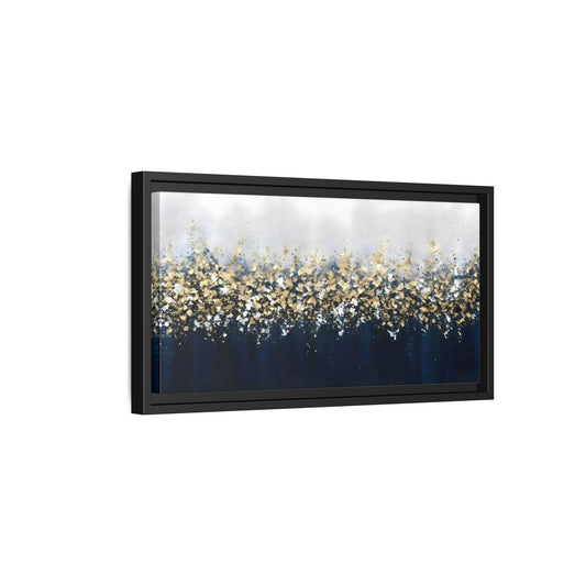 Large Elegant Abstract Navy Blue and Gold Leaf Canvas Print - YesArtYes