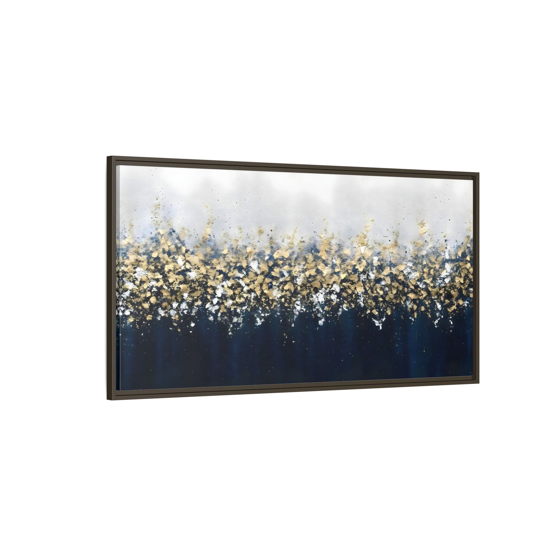 Large Elegant Abstract Navy Blue and Gold Leaf Canvas Print - YesArtYes