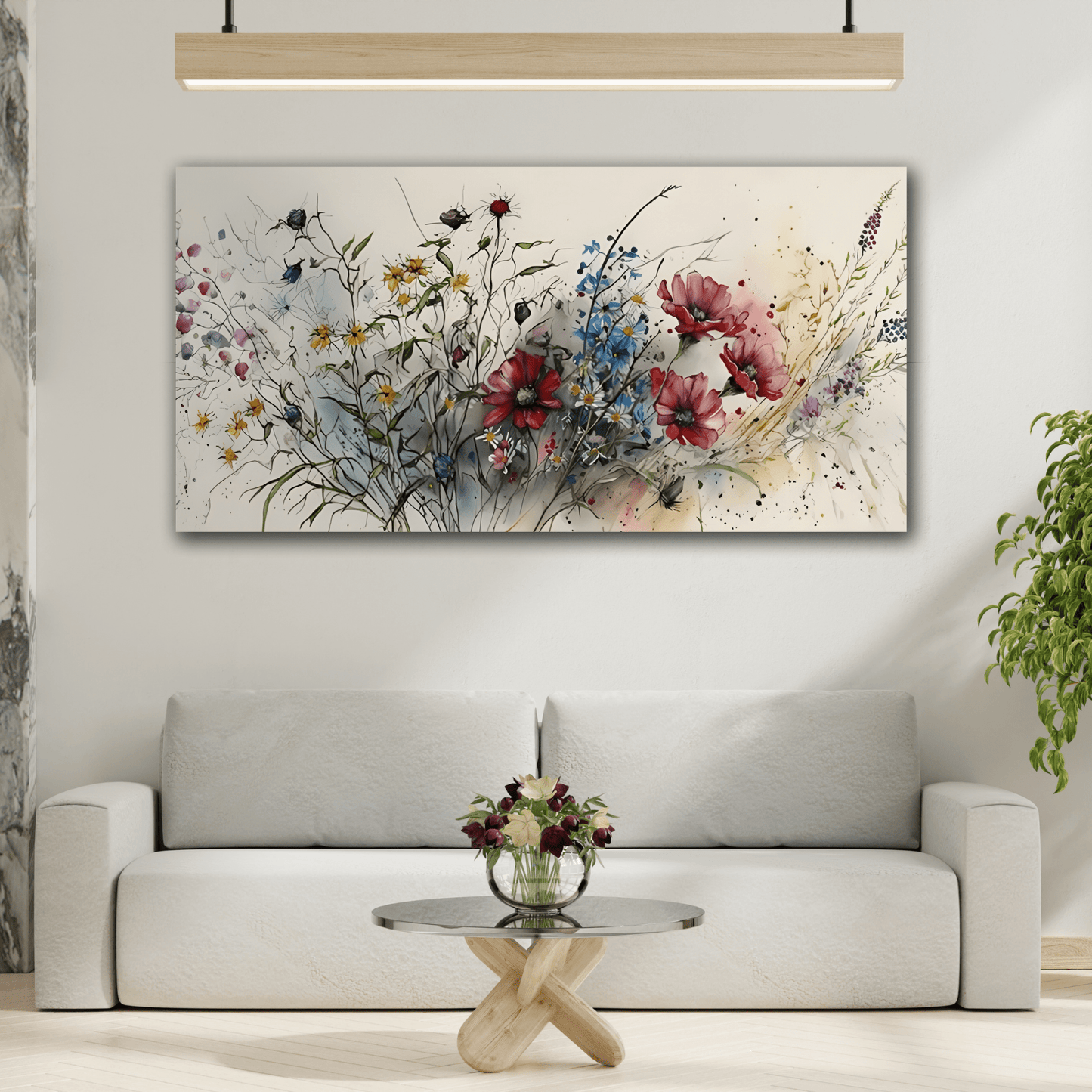 Large Floral Canvas Print - Abstract Flower Painting Wall Art - YesArtYes