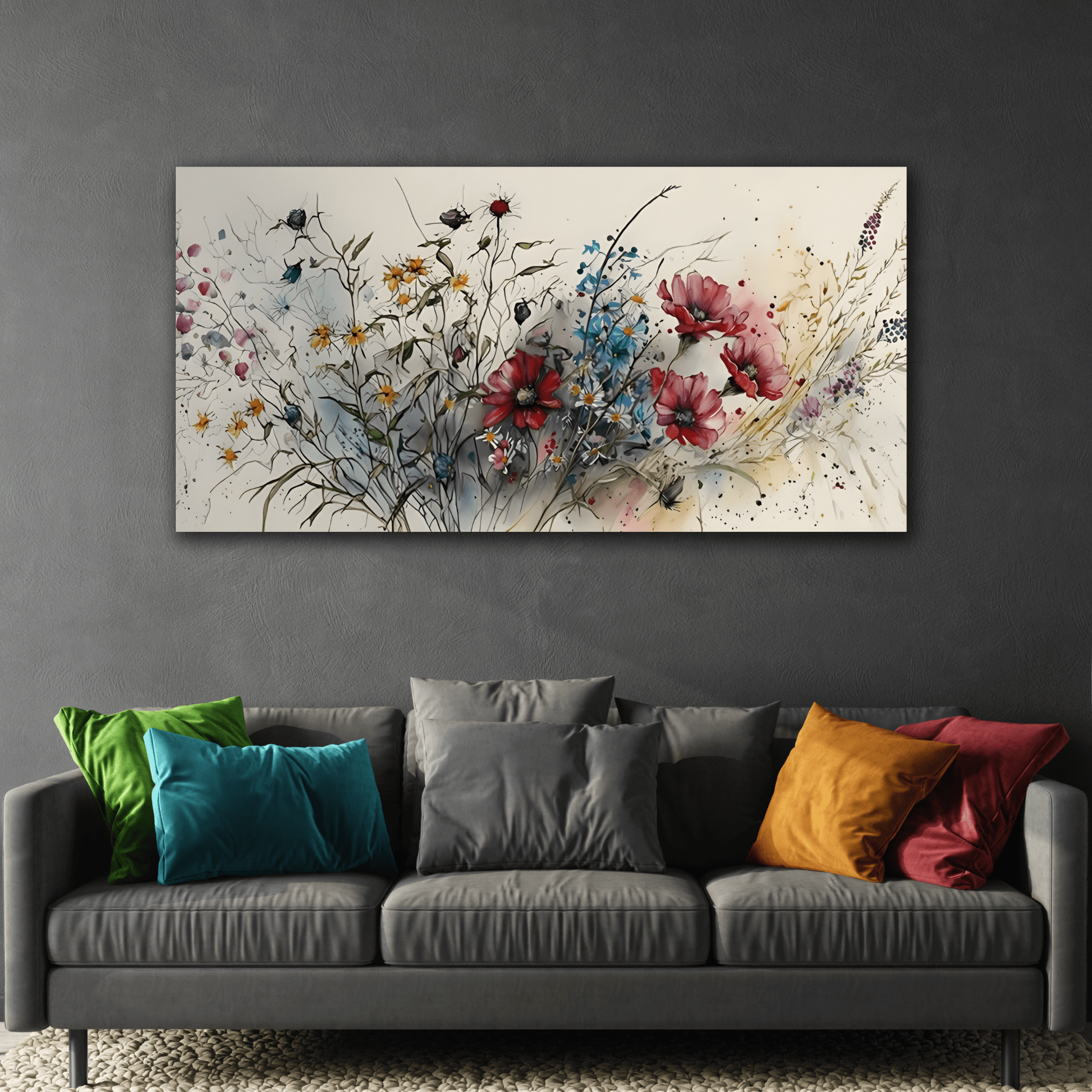 Large Floral Canvas Print - Abstract Flower Painting Wall Art - YesArtYes
