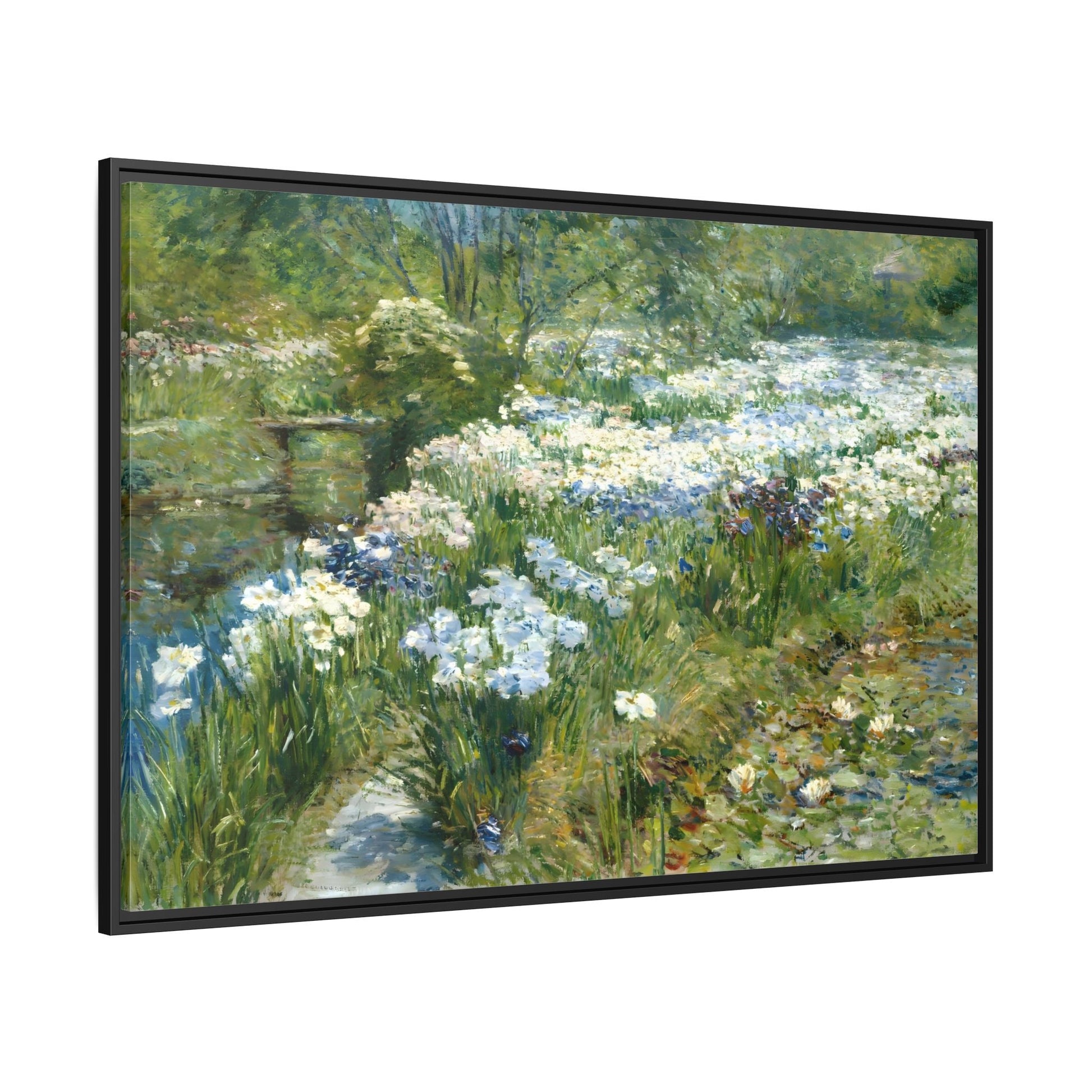 Large Flowers Canvas Wall Art Print - Framed Floral Water Garden - YesArtYes