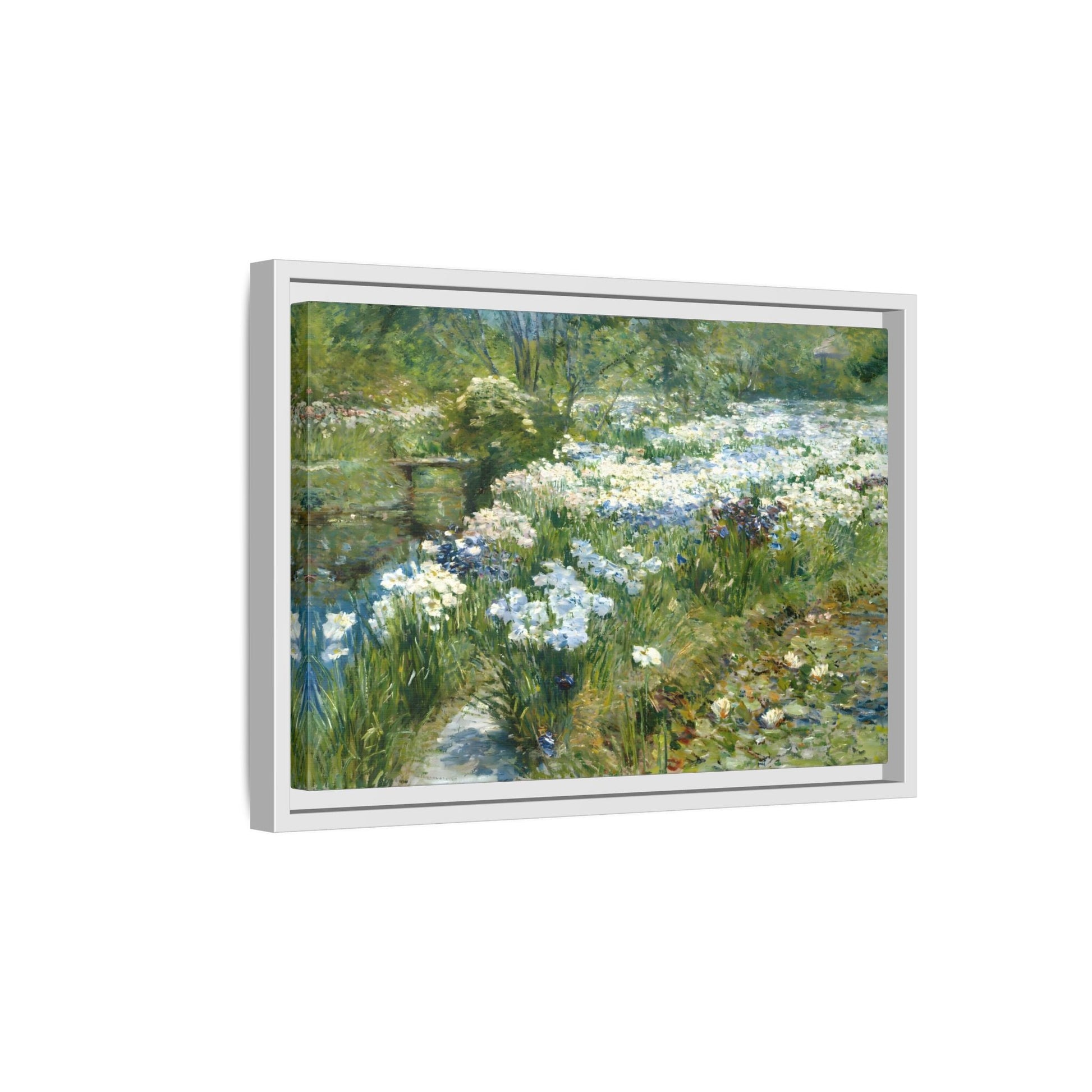 Large Flowers Canvas Wall Art Print - Framed Floral Water Garden - YesArtYes