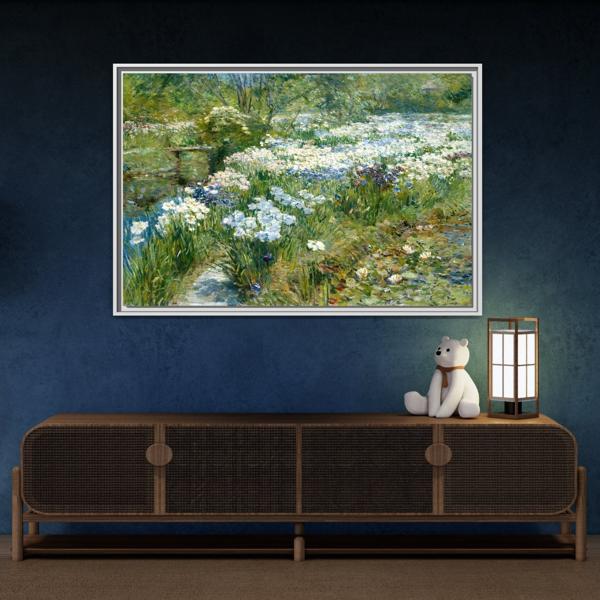 Large Flowers Canvas Wall Art Print - Framed Floral Water Garden - YesArtYes