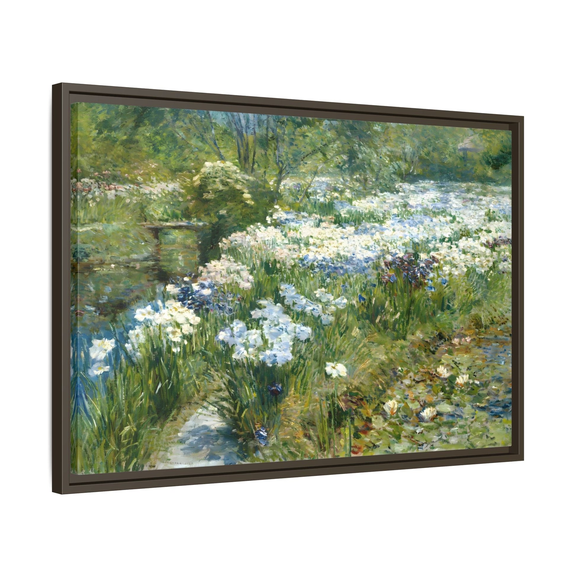 Large Flowers Canvas Wall Art Print - Framed Floral Water Garden - YesArtYes