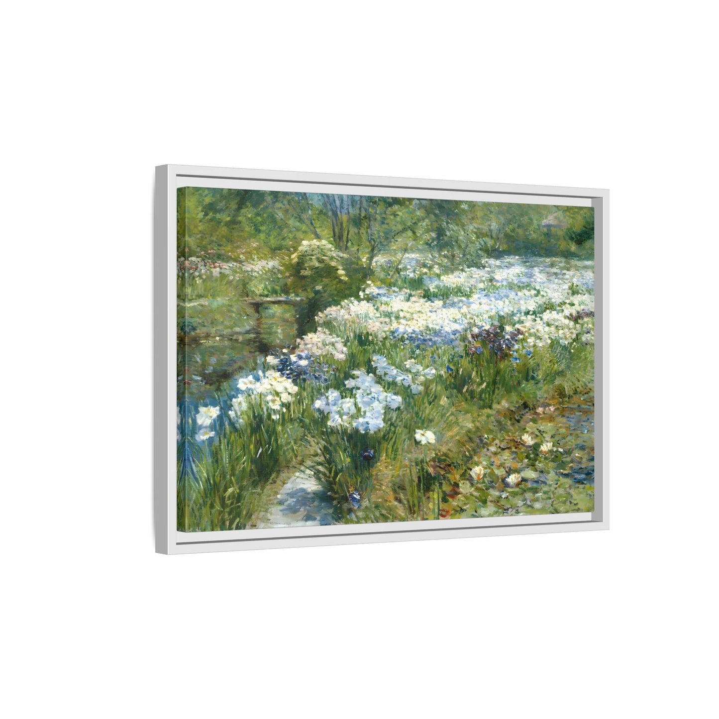 Large Flowers Canvas Wall Art Print - Framed Floral Water Garden - YesArtYes