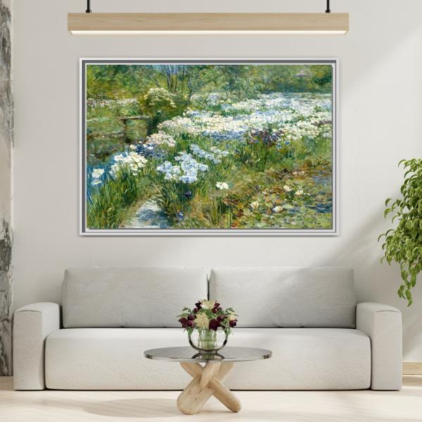 Large Flowers Canvas Wall Art Print - Framed Floral Water Garden - YesArtYes