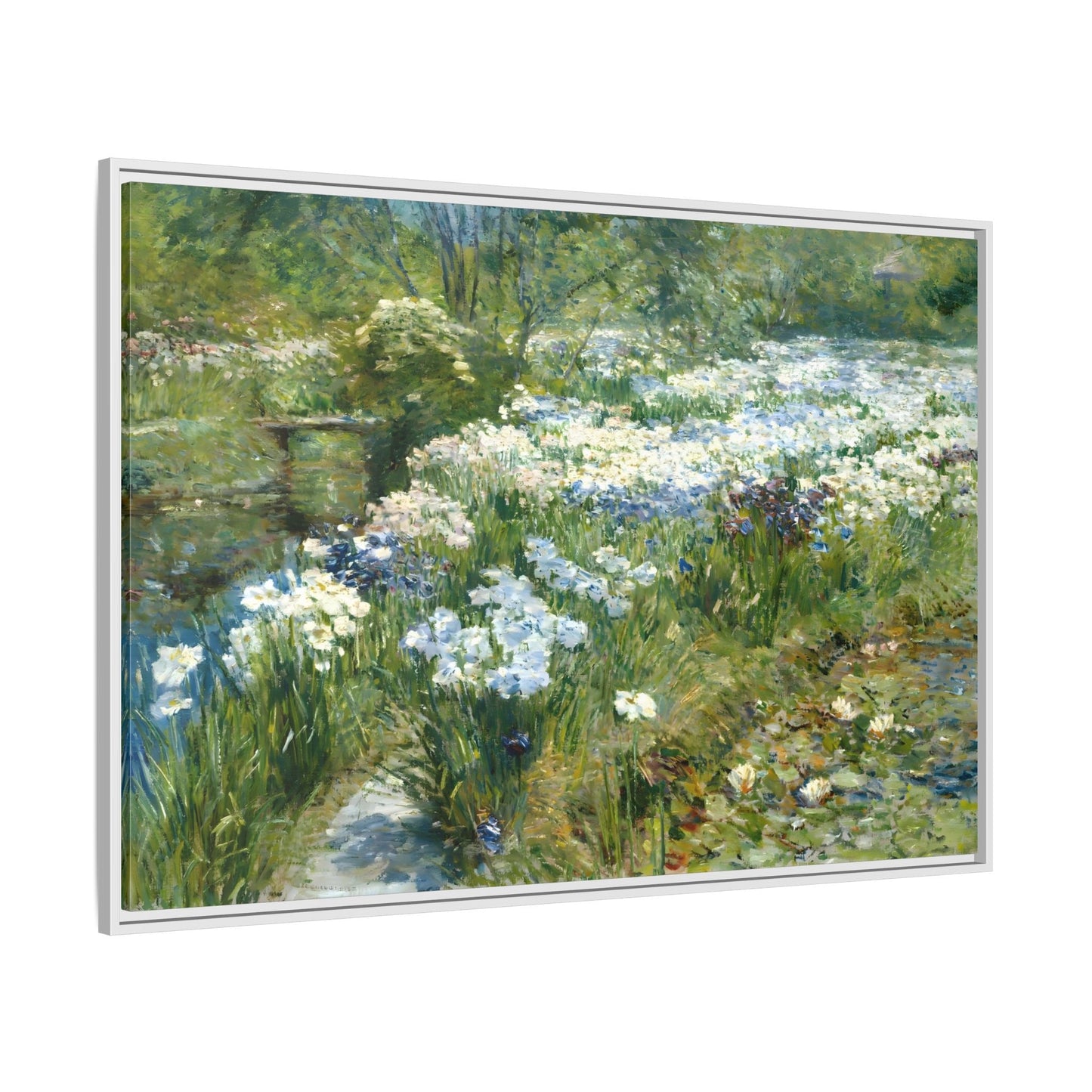 Large Flowers Canvas Wall Art Print - Framed Floral Water Garden - YesArtYes