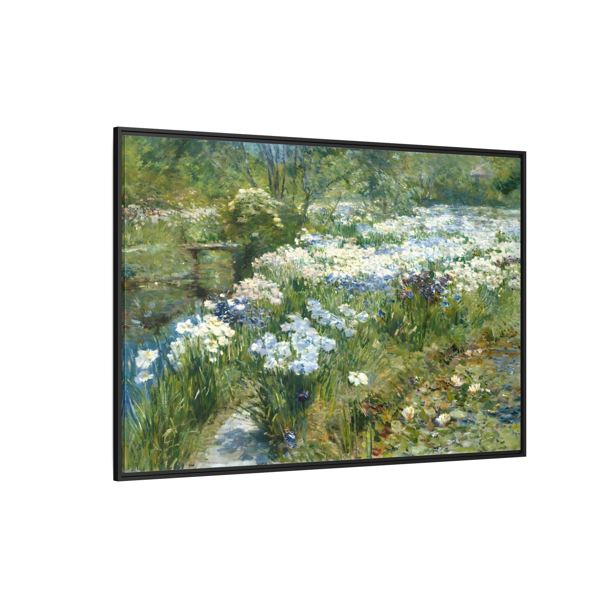Large Flowers Canvas Wall Art Print - Framed Floral Water Garden - YesArtYes