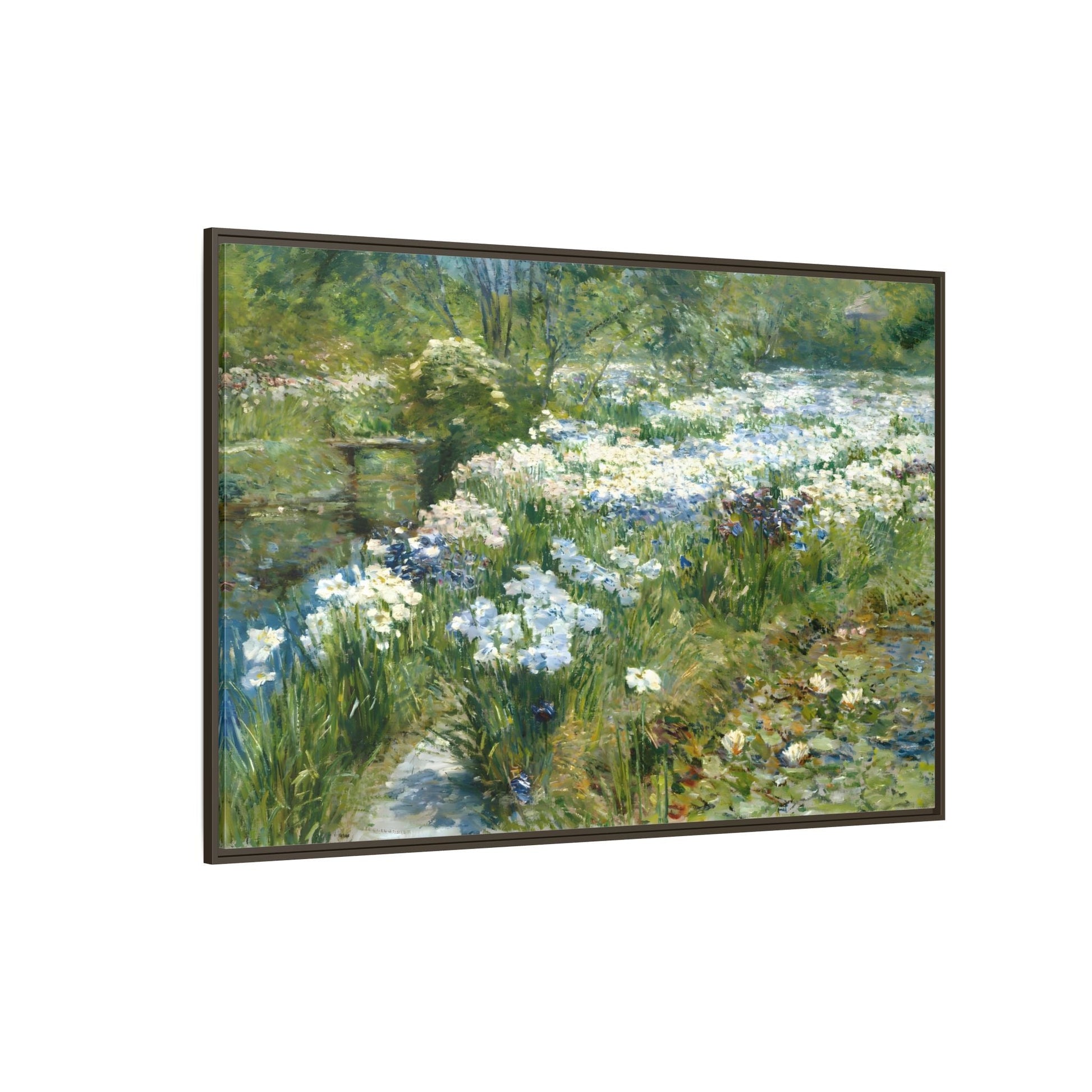Large Flowers Canvas Wall Art Print - Framed Floral Water Garden - YesArtYes