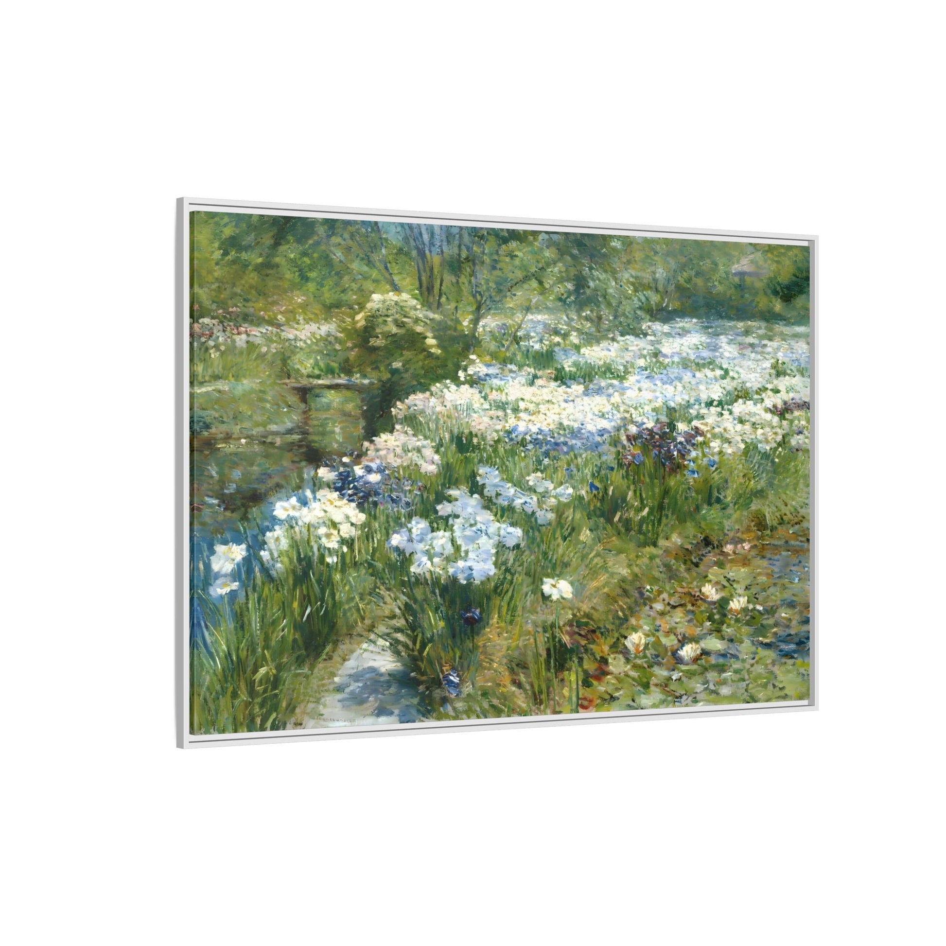 Large Flowers Canvas Wall Art Print - Framed Floral Water Garden - YesArtYes