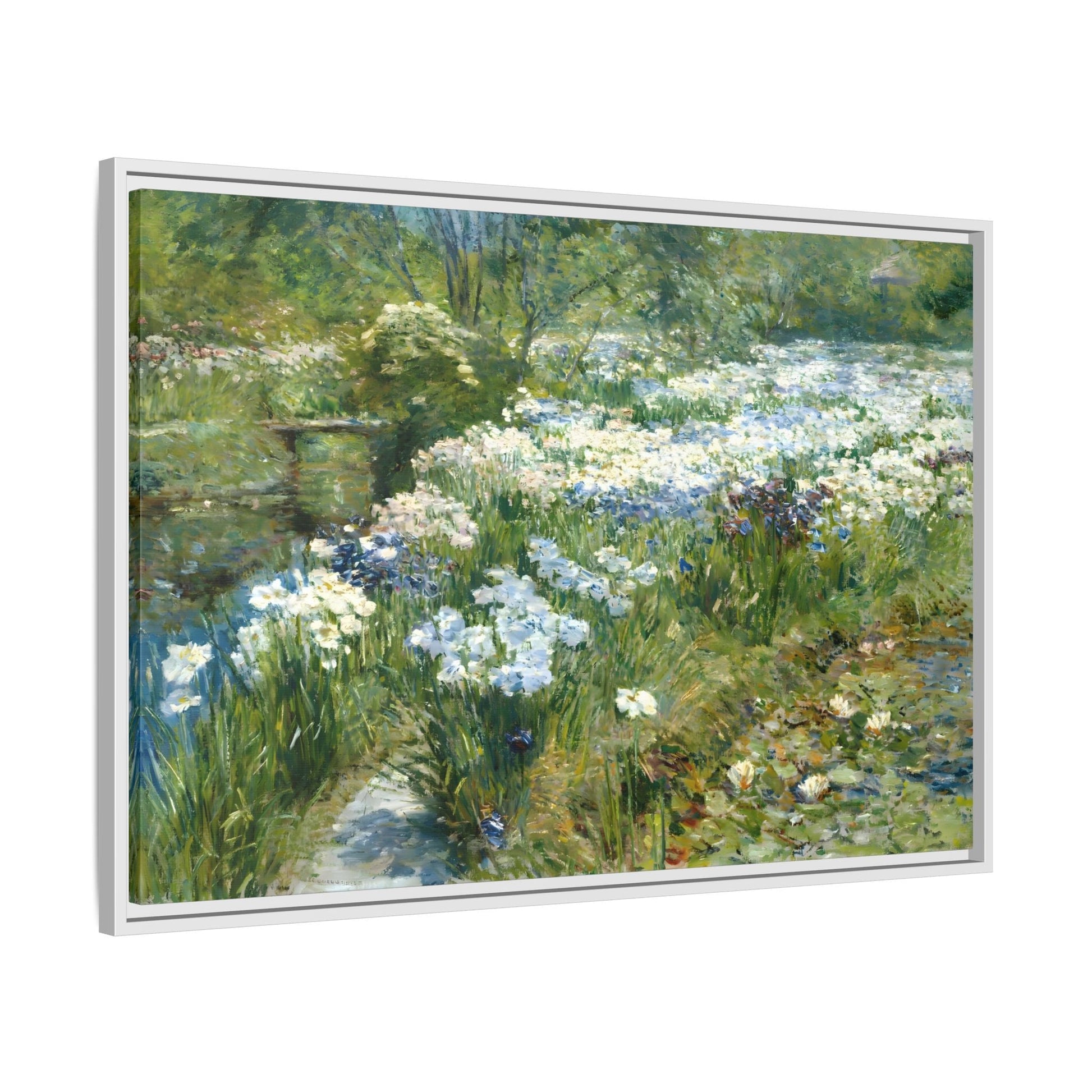 Large Flowers Canvas Wall Art Print - Framed Floral Water Garden - YesArtYes