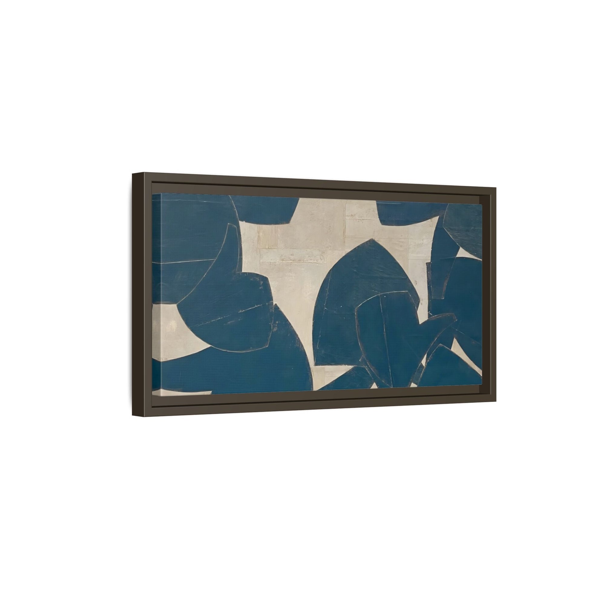 Large Framed Blue Beige Abstract Canvas Print - Neutral Wabi - Sabi Wall Art - YesArtYes