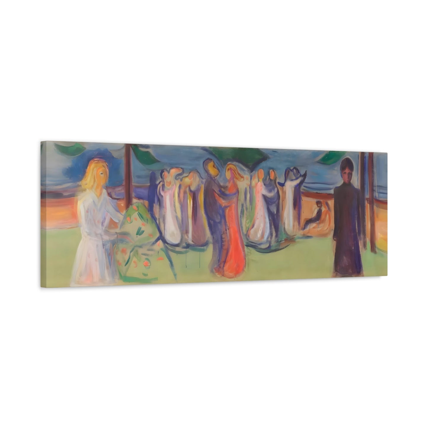 Large Framed Canvas Wall Art Print - Edvard Munch Dance on the Beach Artwork Reproduction