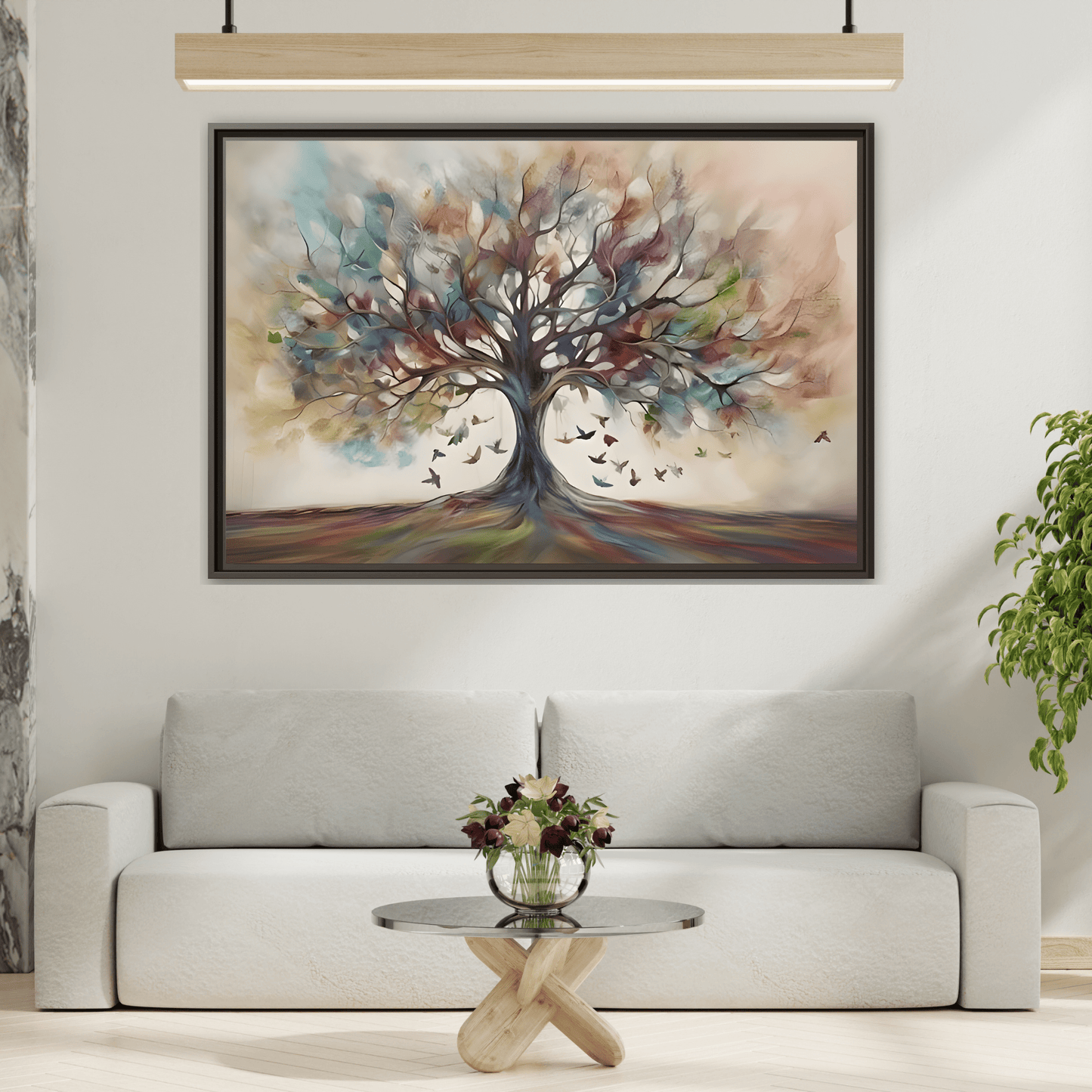 Large Framed Canvas Wall Art Print, Tree of Life Colorful Abstract Decor - YesArtYes