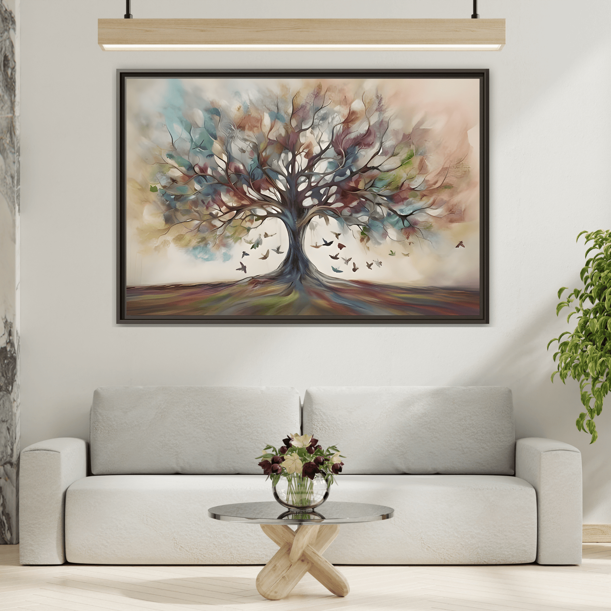 Large Framed Canvas Wall Art Print, Tree of Life Colorful Abstract Decor - YesArtYes