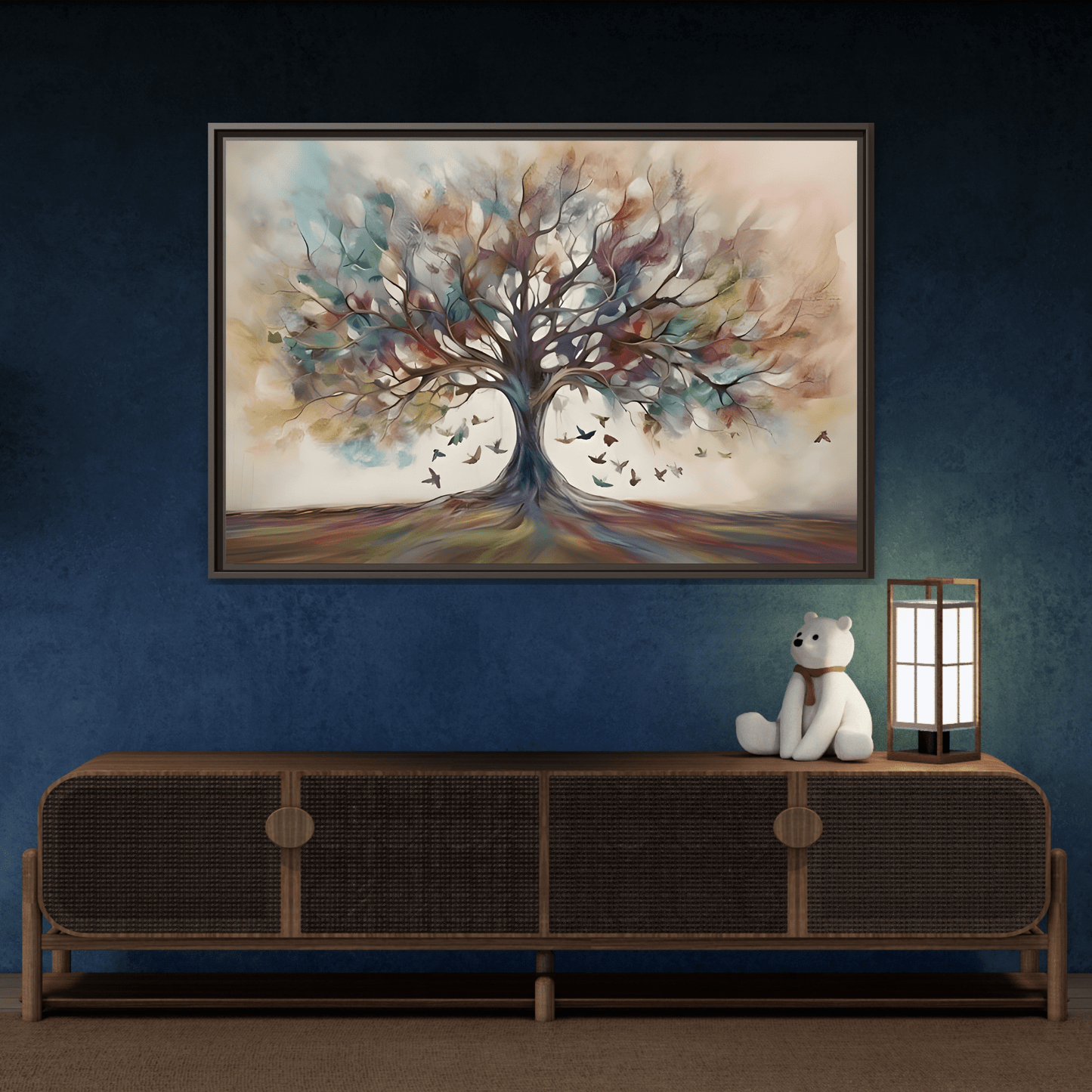Large Framed Canvas Wall Art Print, Tree of Life Colorful Abstract Decor - YesArtYes