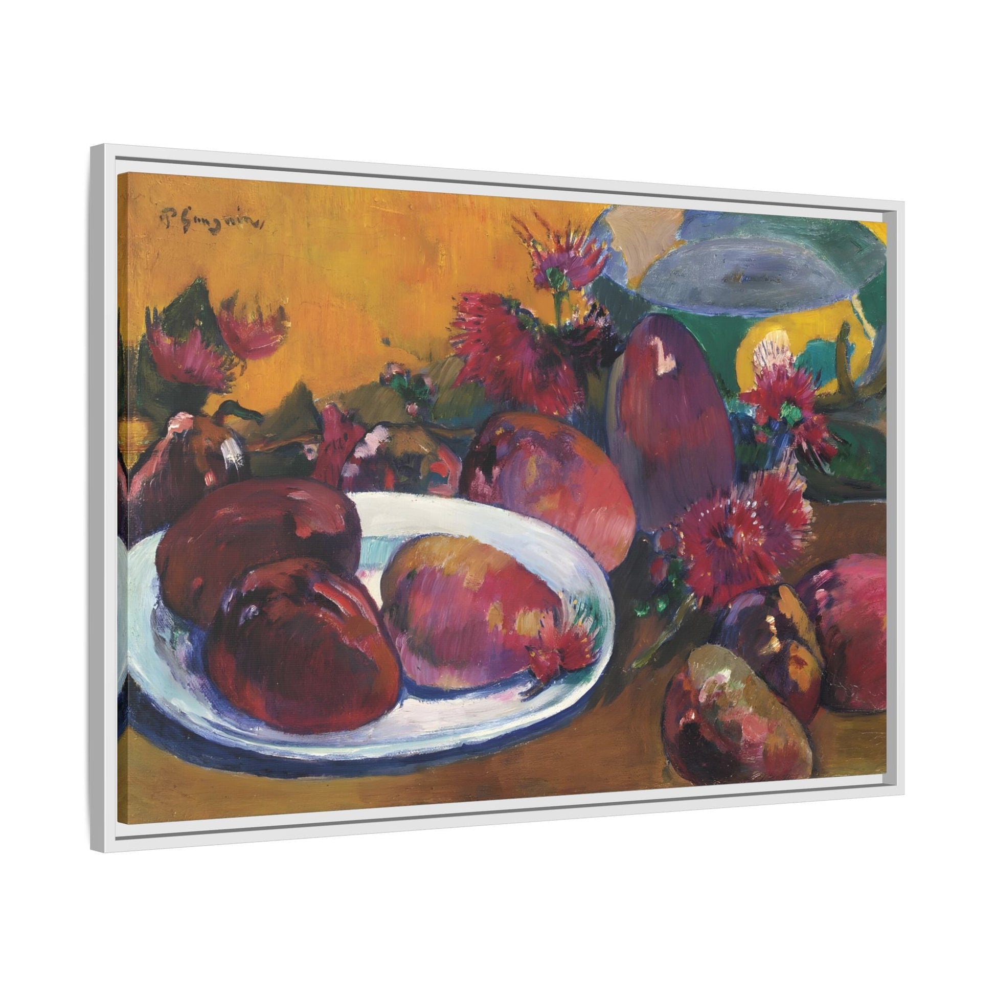 Large Framed Gauguin Still Life Mangoes Canvas Print - Fruits Wall Art - YesArtYes
