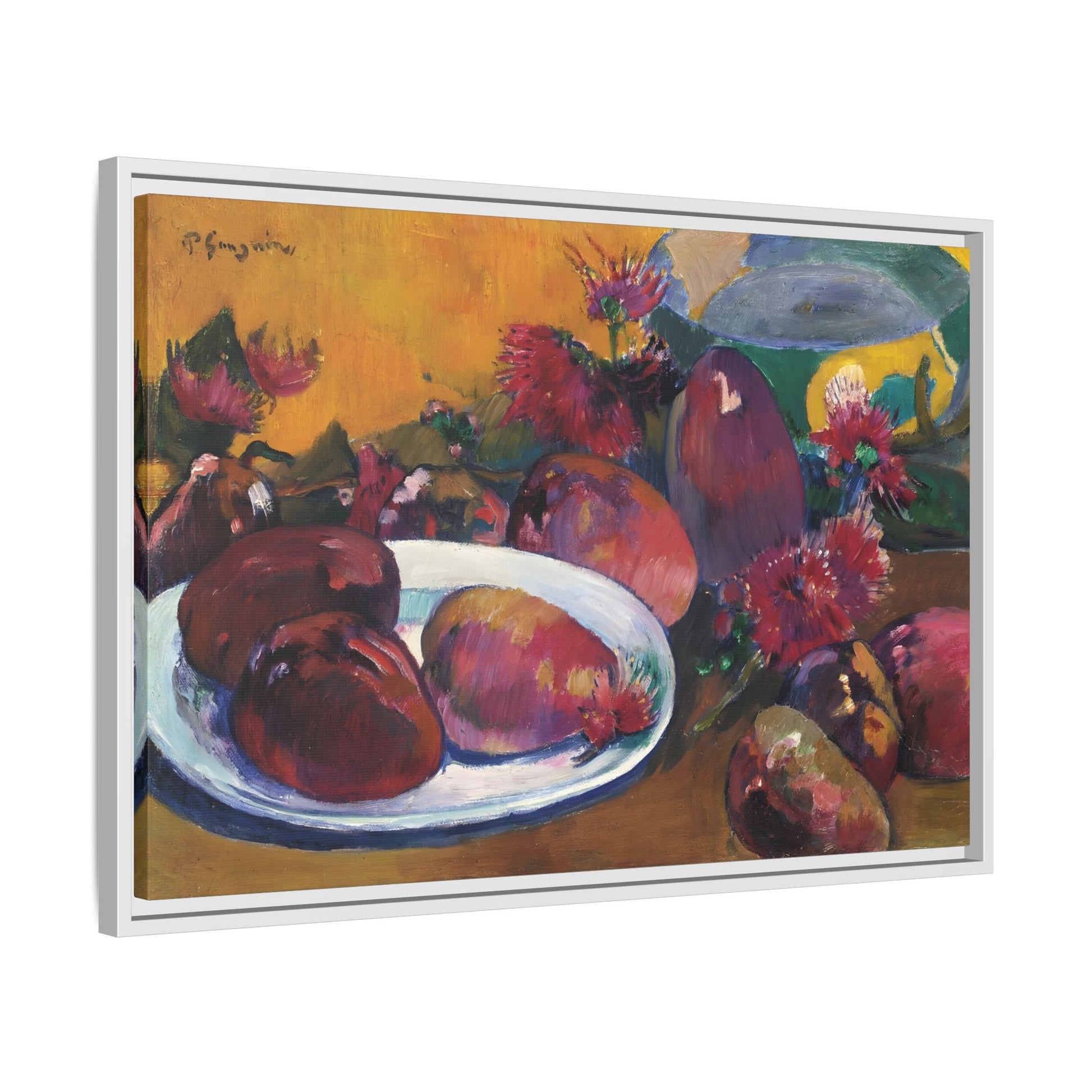 Large Framed Gauguin Still Life Mangoes Canvas Print - Fruits Wall Art - YesArtYes