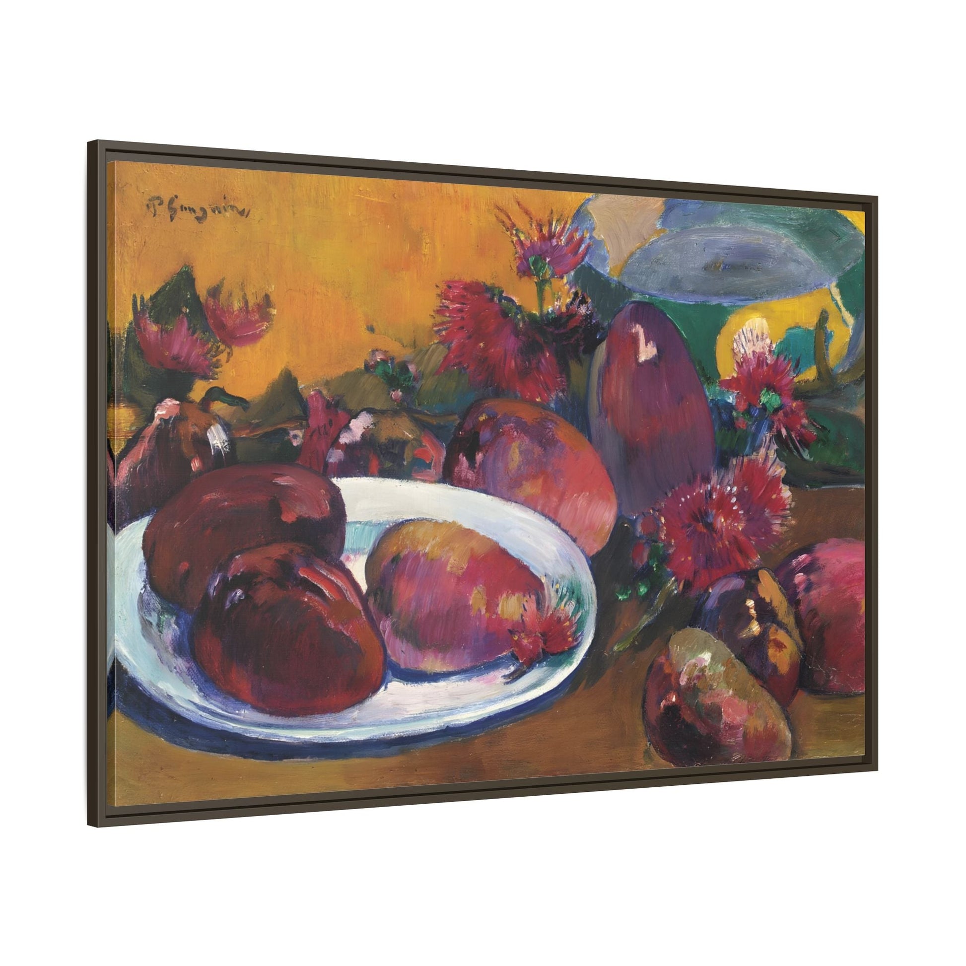 Large Framed Gauguin Still Life Mangoes Canvas Print - Fruits Wall Art - YesArtYes