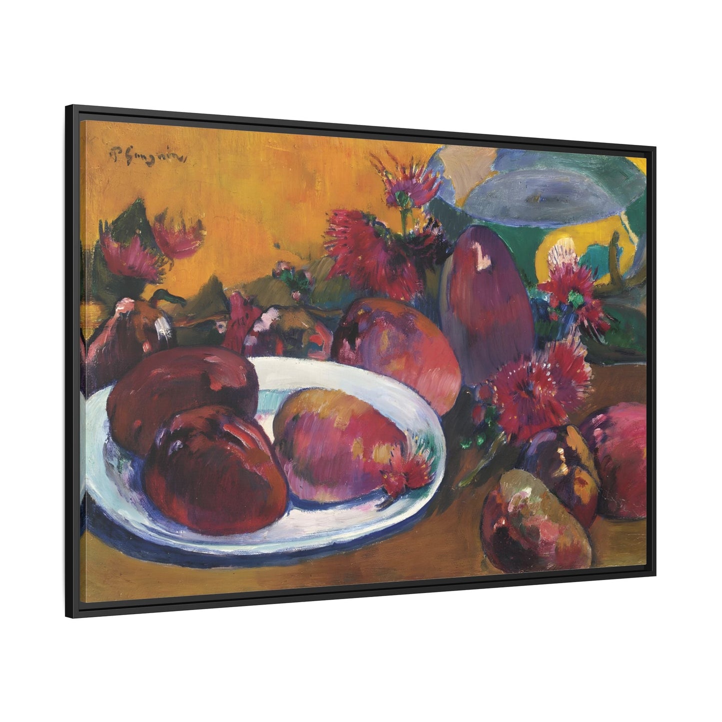 Large Framed Gauguin Still Life Mangoes Canvas Print - Fruits Wall Art - YesArtYes