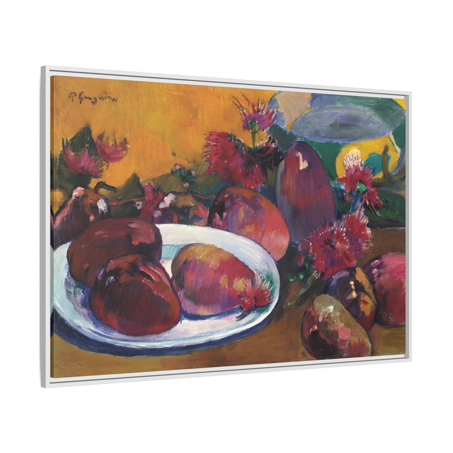 Large Framed Gauguin Still Life Mangoes Canvas Print - Fruits Wall Art - YesArtYes