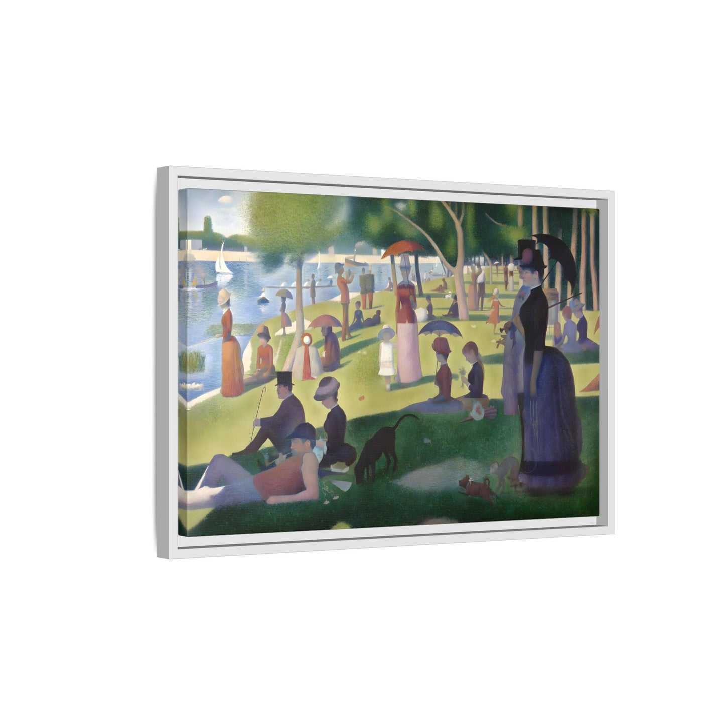Large Framed Georges Seurat Sunday Afternoon Canvas Wall Art Print - YesArtYes