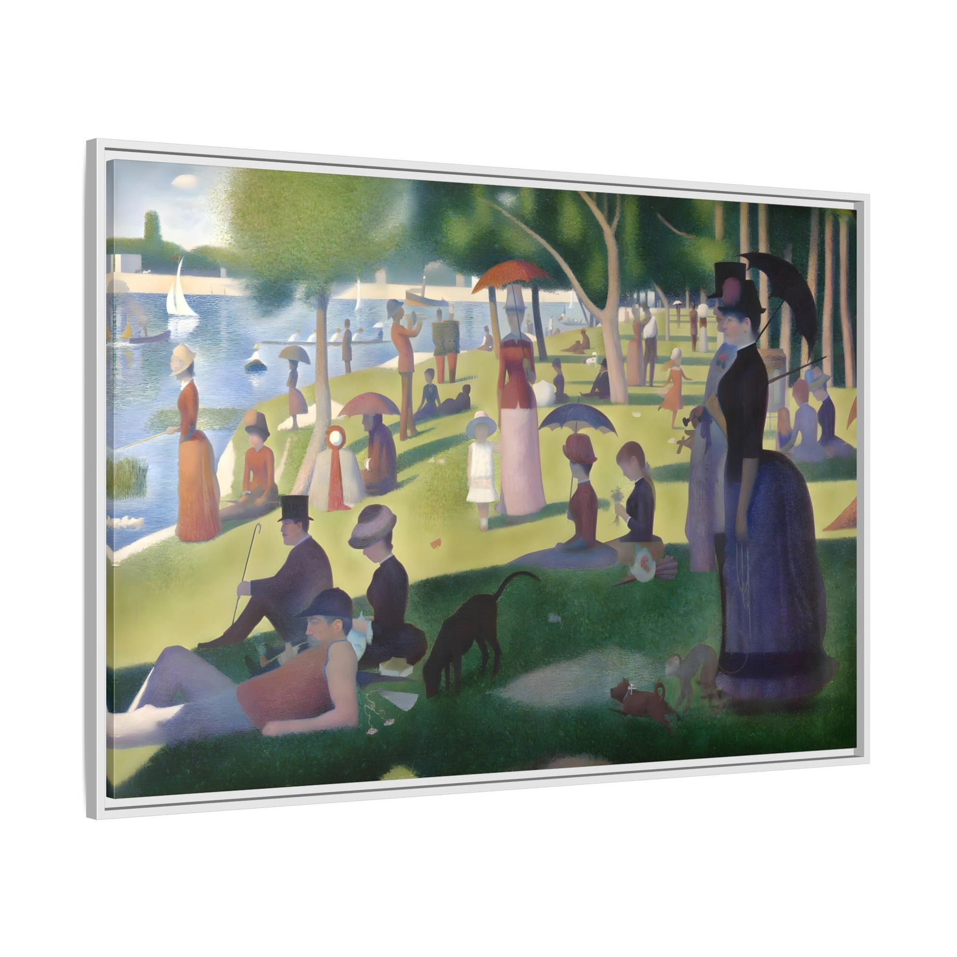 Large Framed Georges Seurat Sunday Afternoon Canvas Wall Art Print - YesArtYes