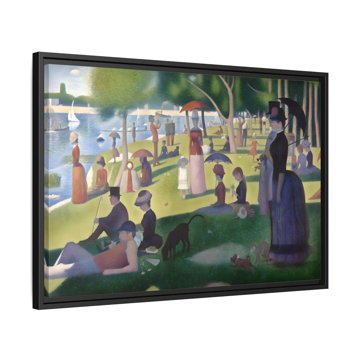 Large Framed Georges Seurat Sunday Afternoon Canvas Wall Art Print - YesArtYes