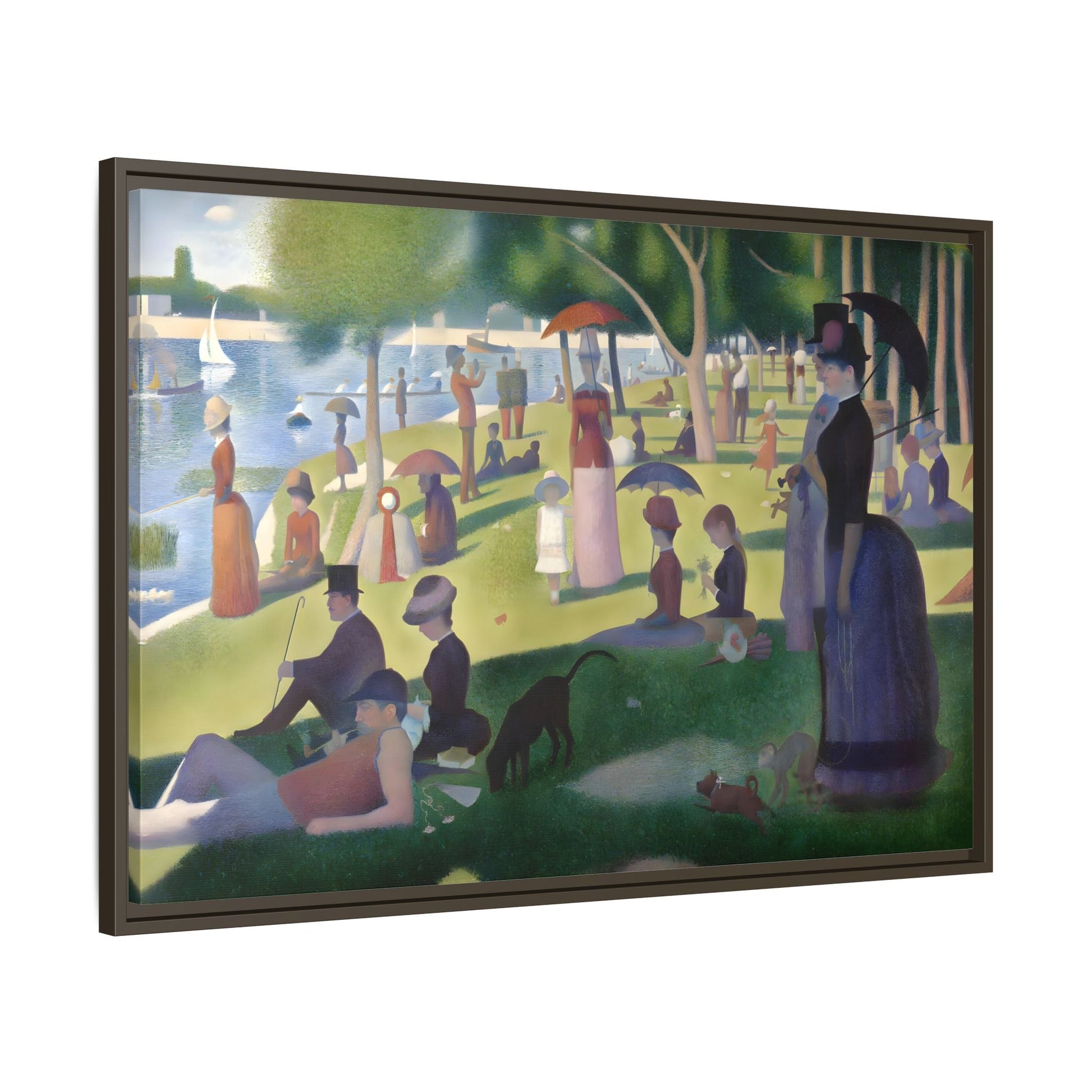 Large Framed Georges Seurat Sunday Afternoon Canvas Wall Art Print - YesArtYes