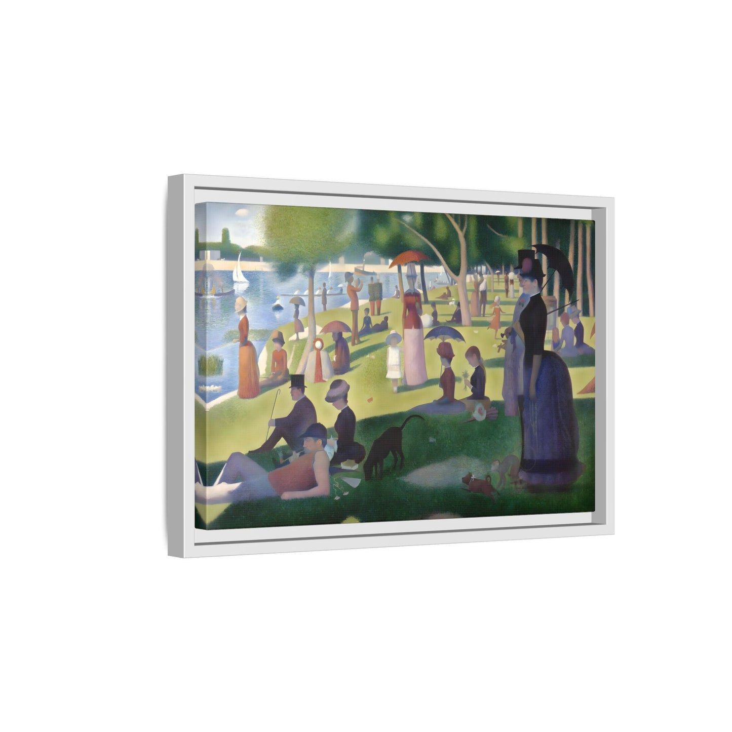 Large Framed Georges Seurat Sunday Afternoon Canvas Wall Art Print - YesArtYes