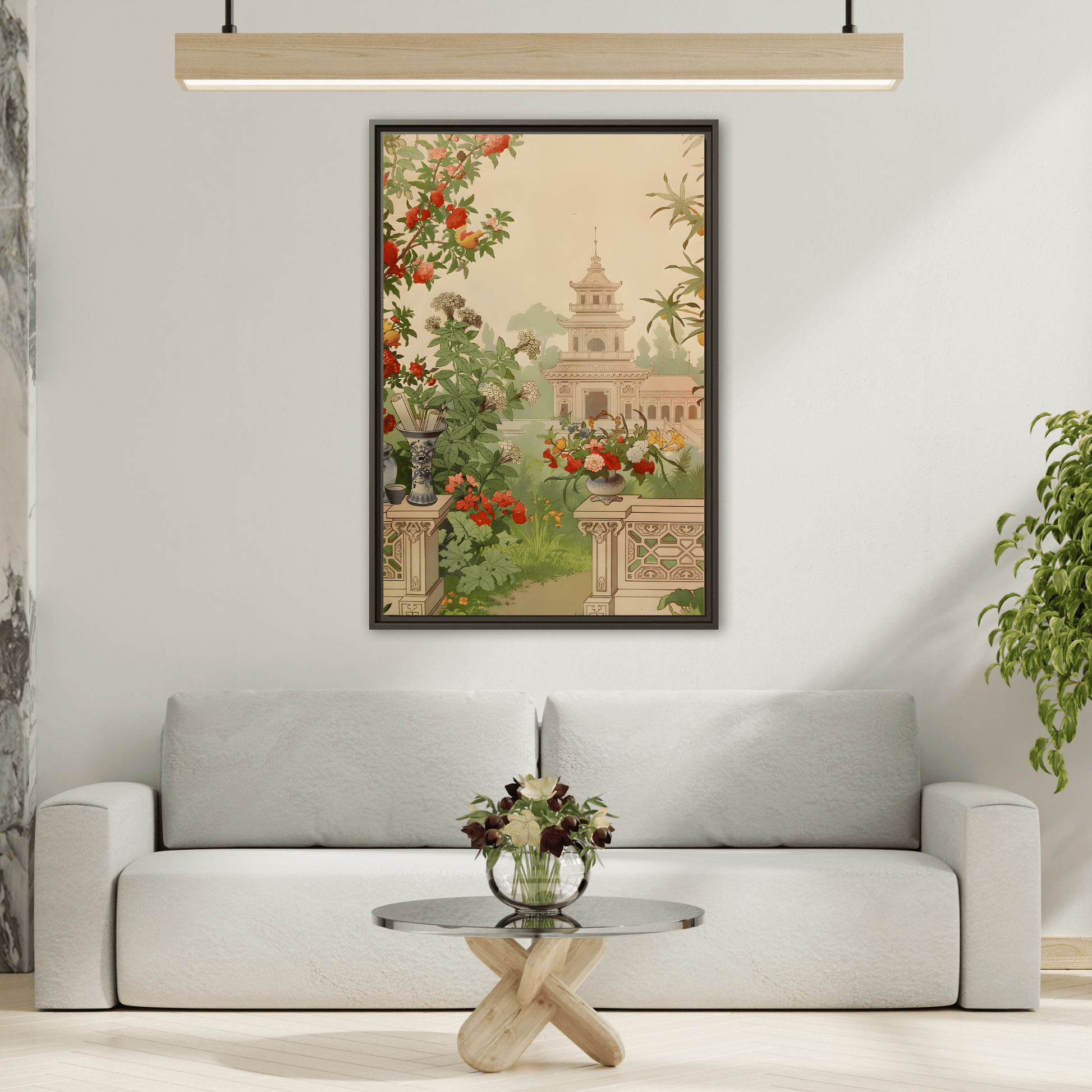 Large Framed Indian Floral Canvas Wall Art Pichwai Vintage Print - YesArtYes