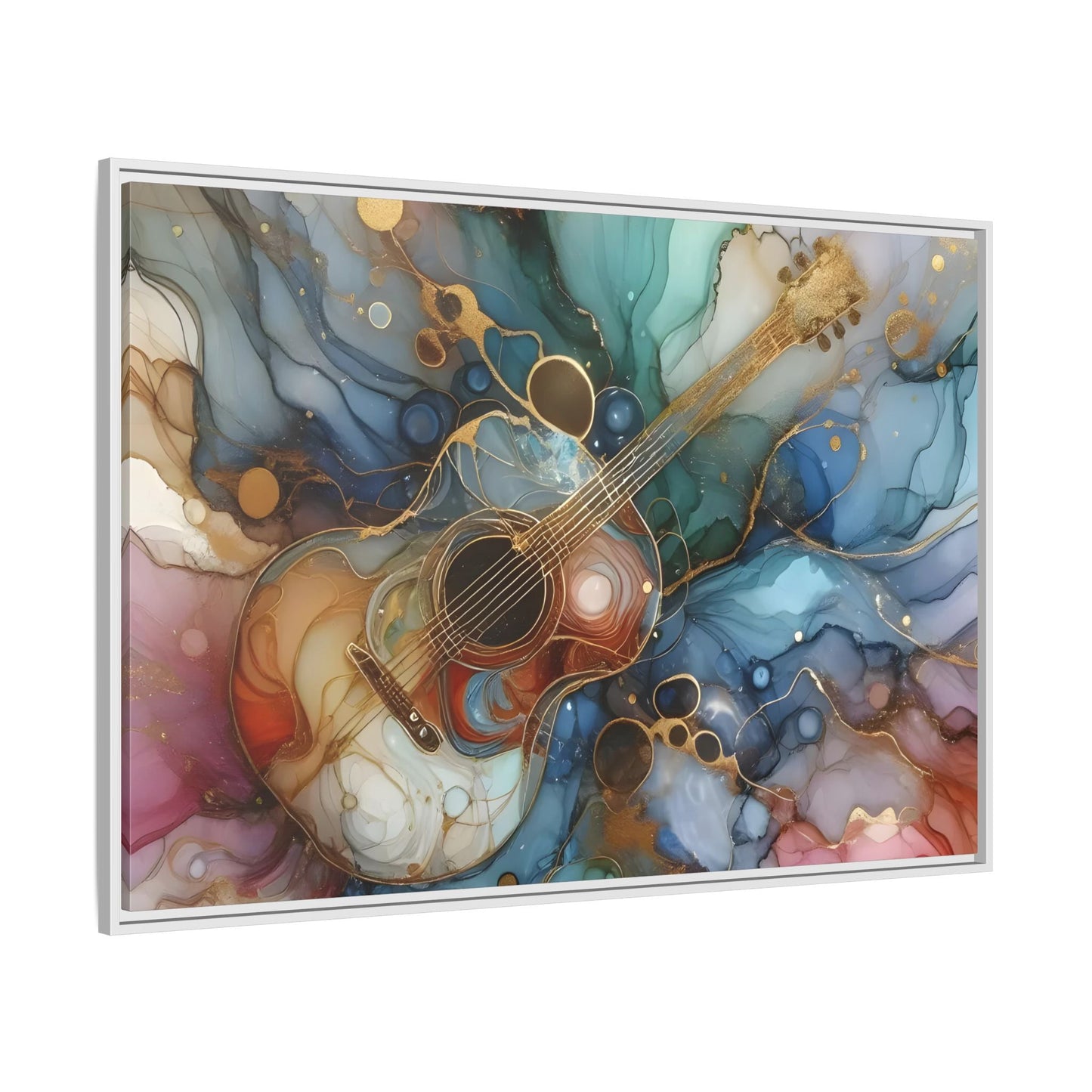 Large Guitar Canvas Wall Art - Colorful Marble Music Print - YesArtYes
