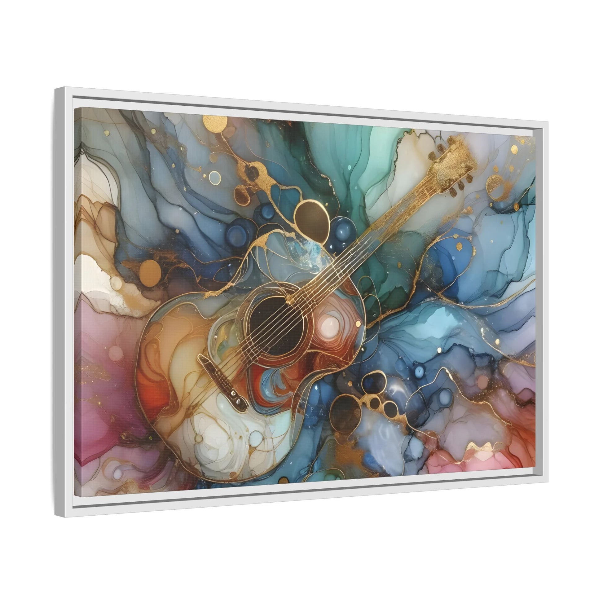 Large Guitar Canvas Wall Art - Colorful Marble Music Print - YesArtYes