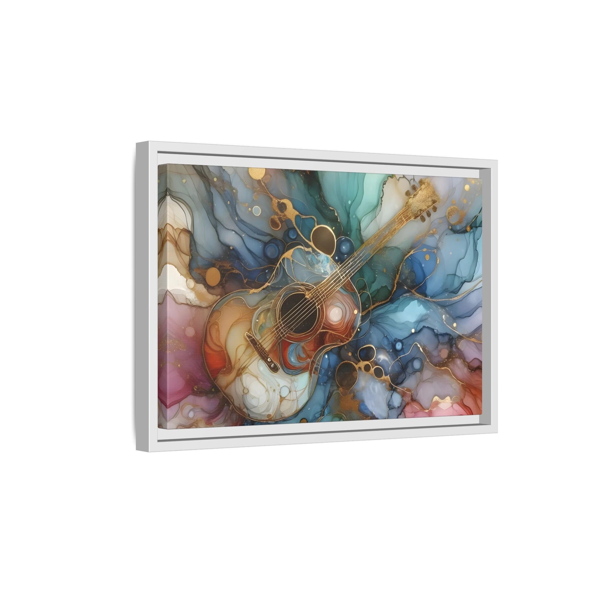 Large Guitar Canvas Wall Art - Colorful Marble Music Print - YesArtYes