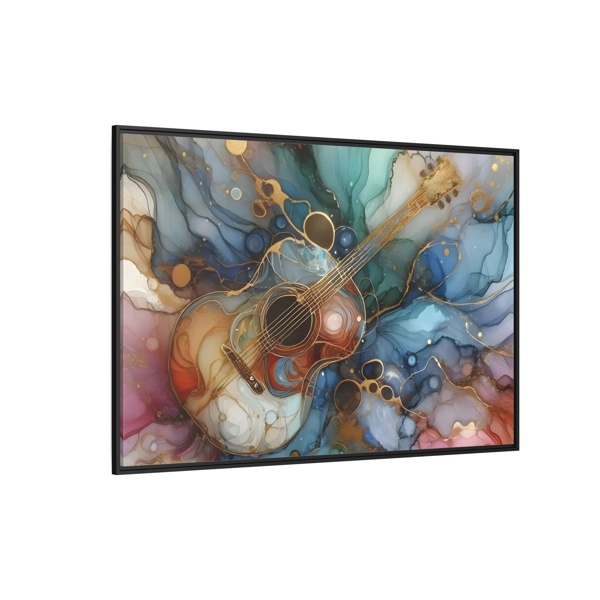Large Guitar Canvas Wall Art - Colorful Marble Music Print - YesArtYes